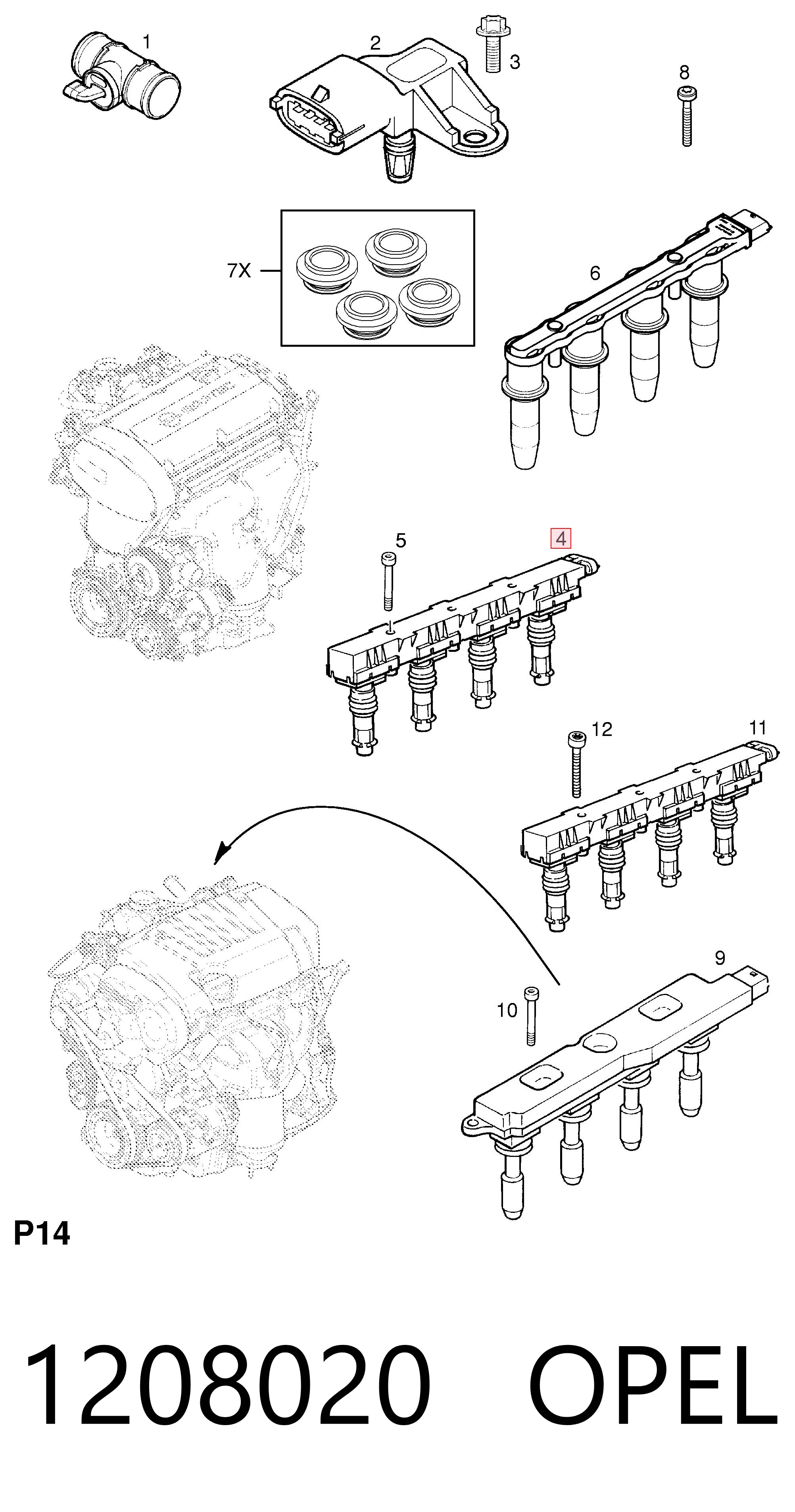 1208020 Opel Bobina de ignição