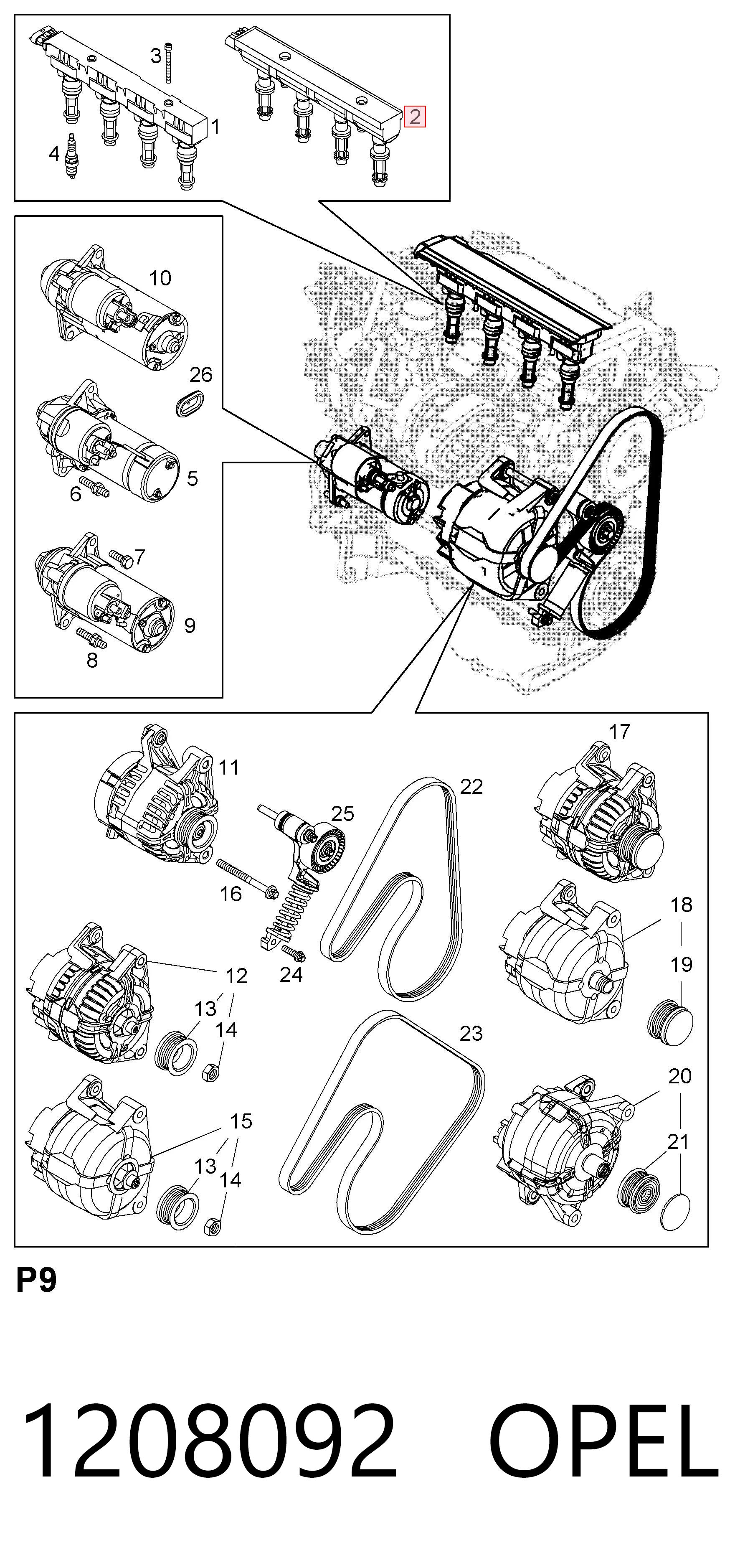 1208092 Opel Bobina de ignição