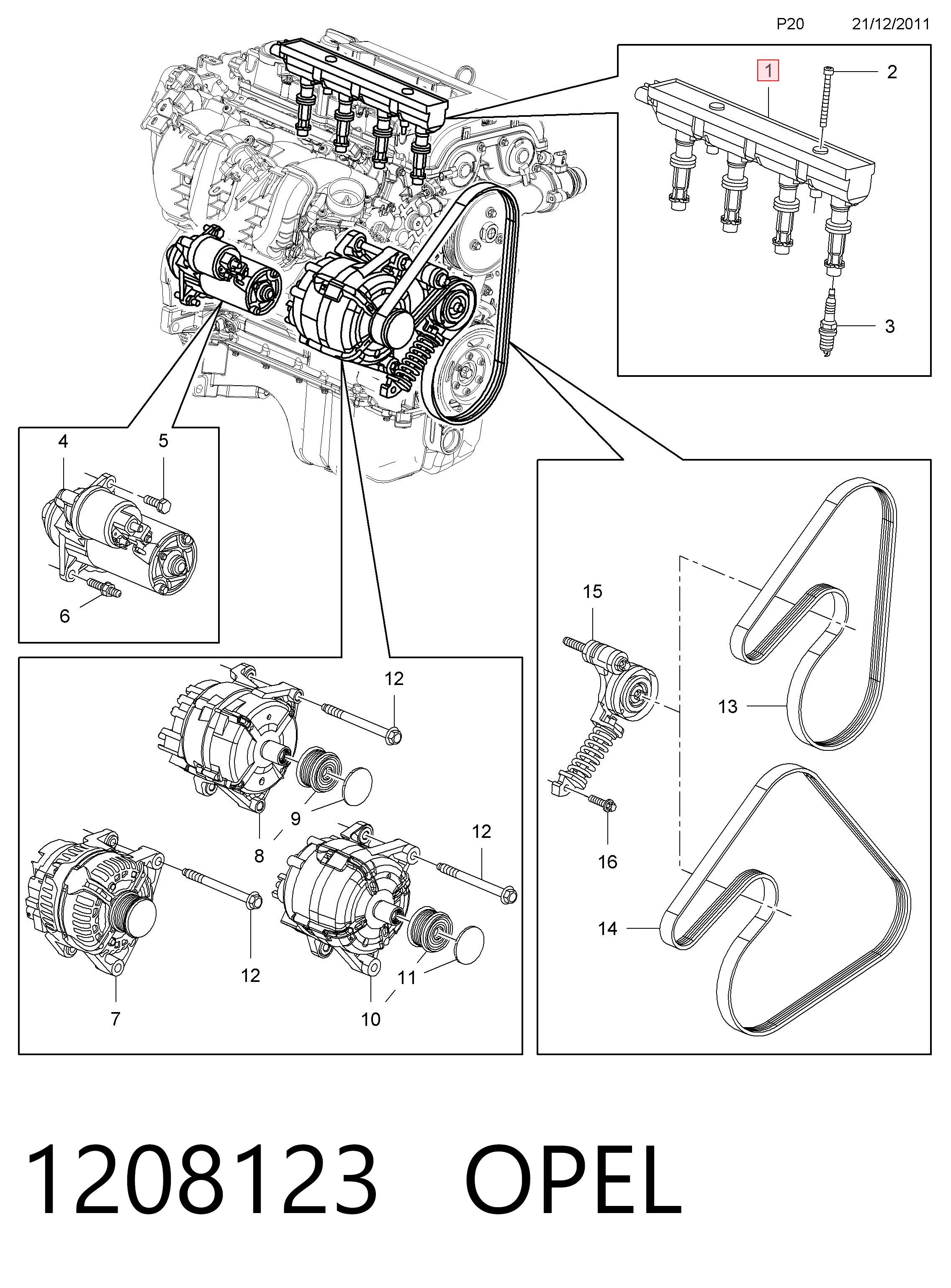 1208123 Opel Bobina de ignição