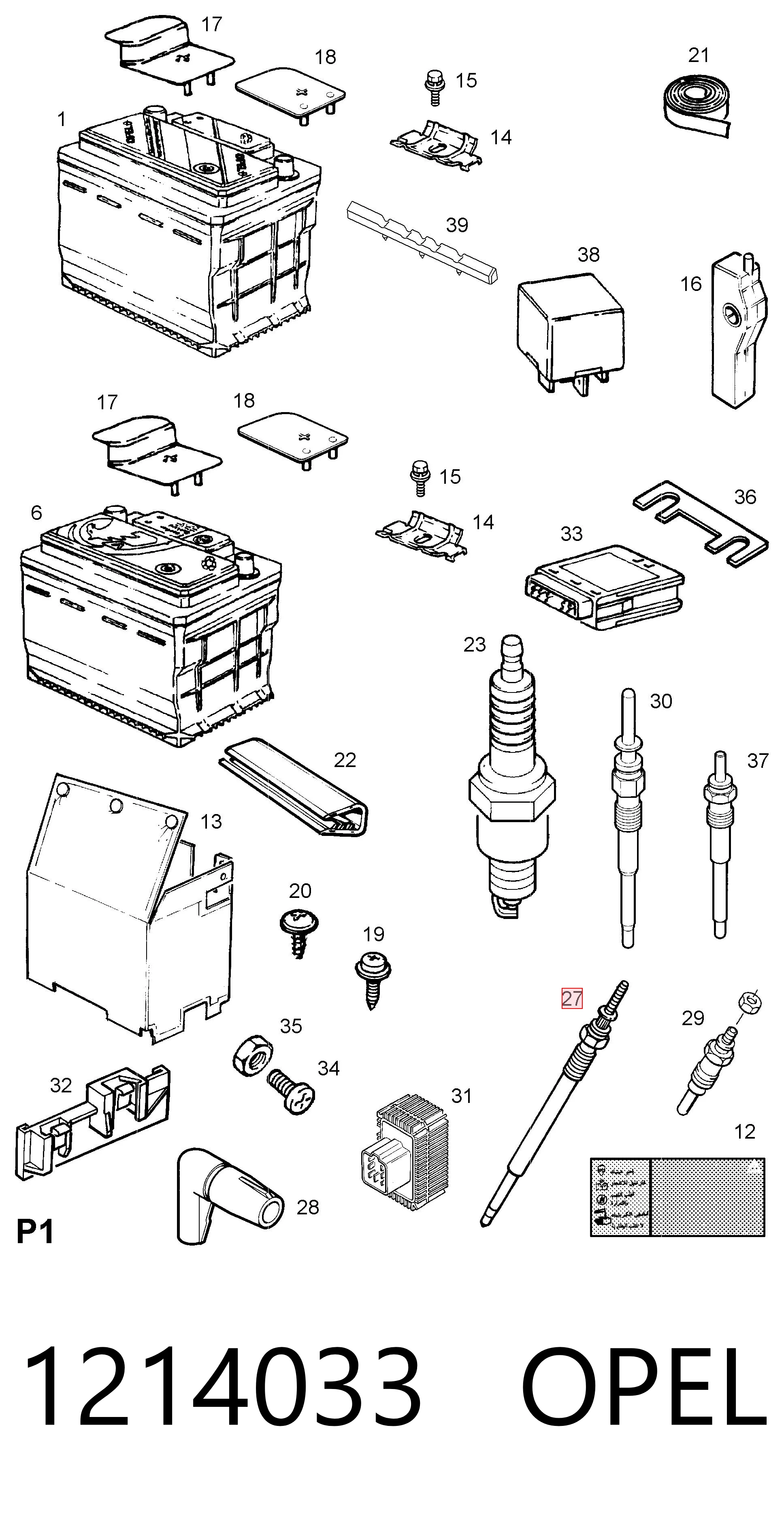 1214033 Opel Vela de incandescência