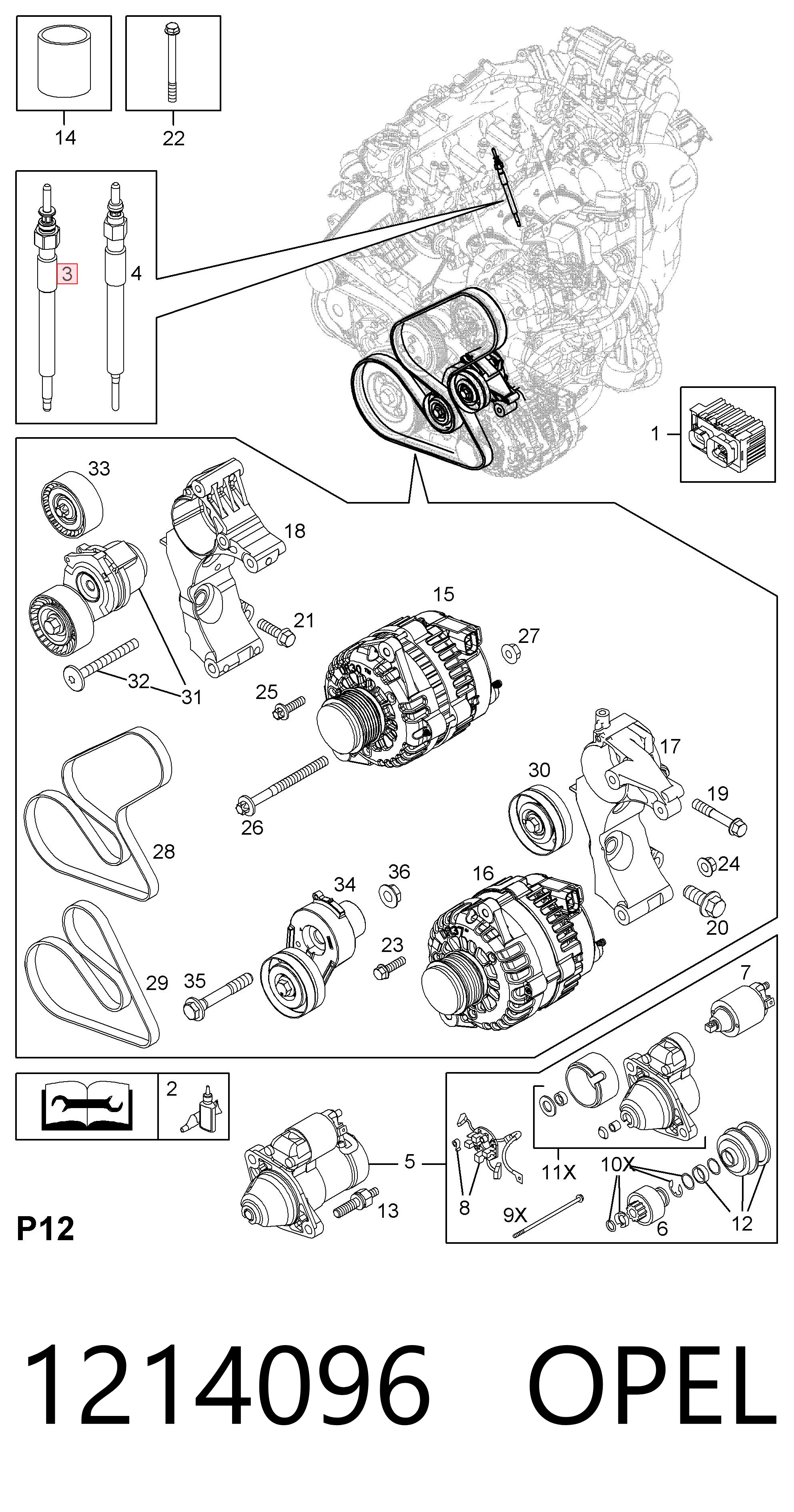 1214096 Opel Vela de incandescência