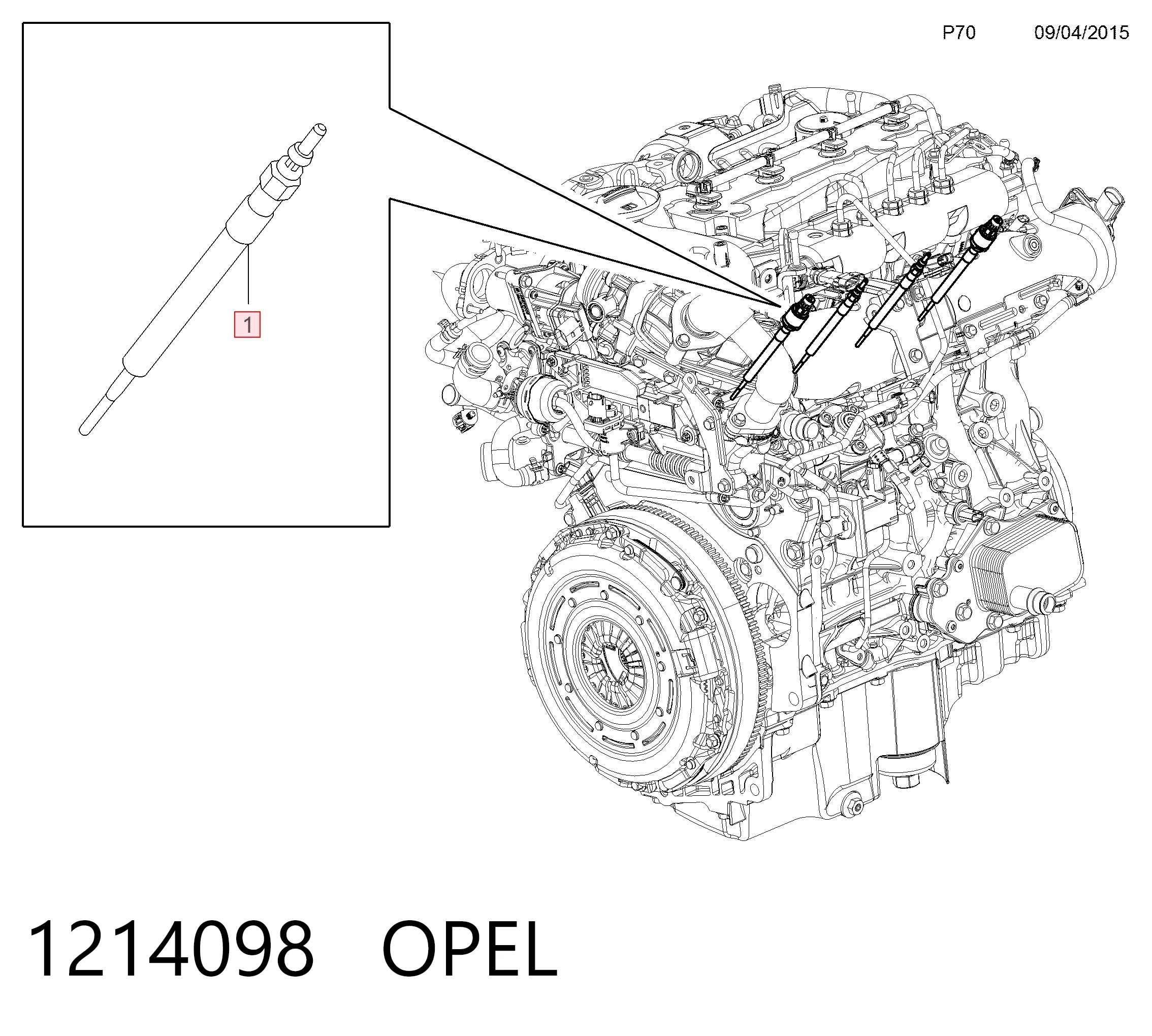 1214098 Opel Vela de incandescência