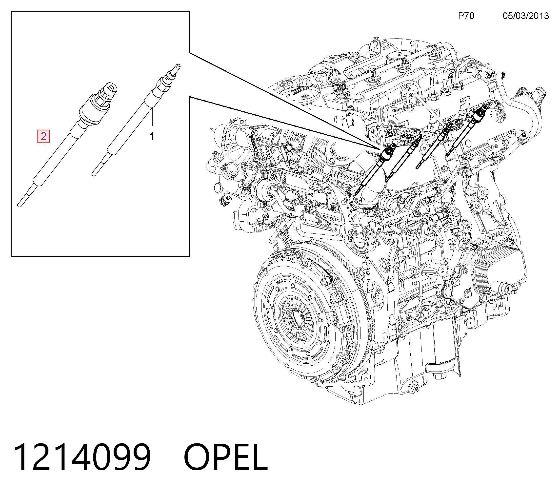 1214099 Opel Vela de incandescência