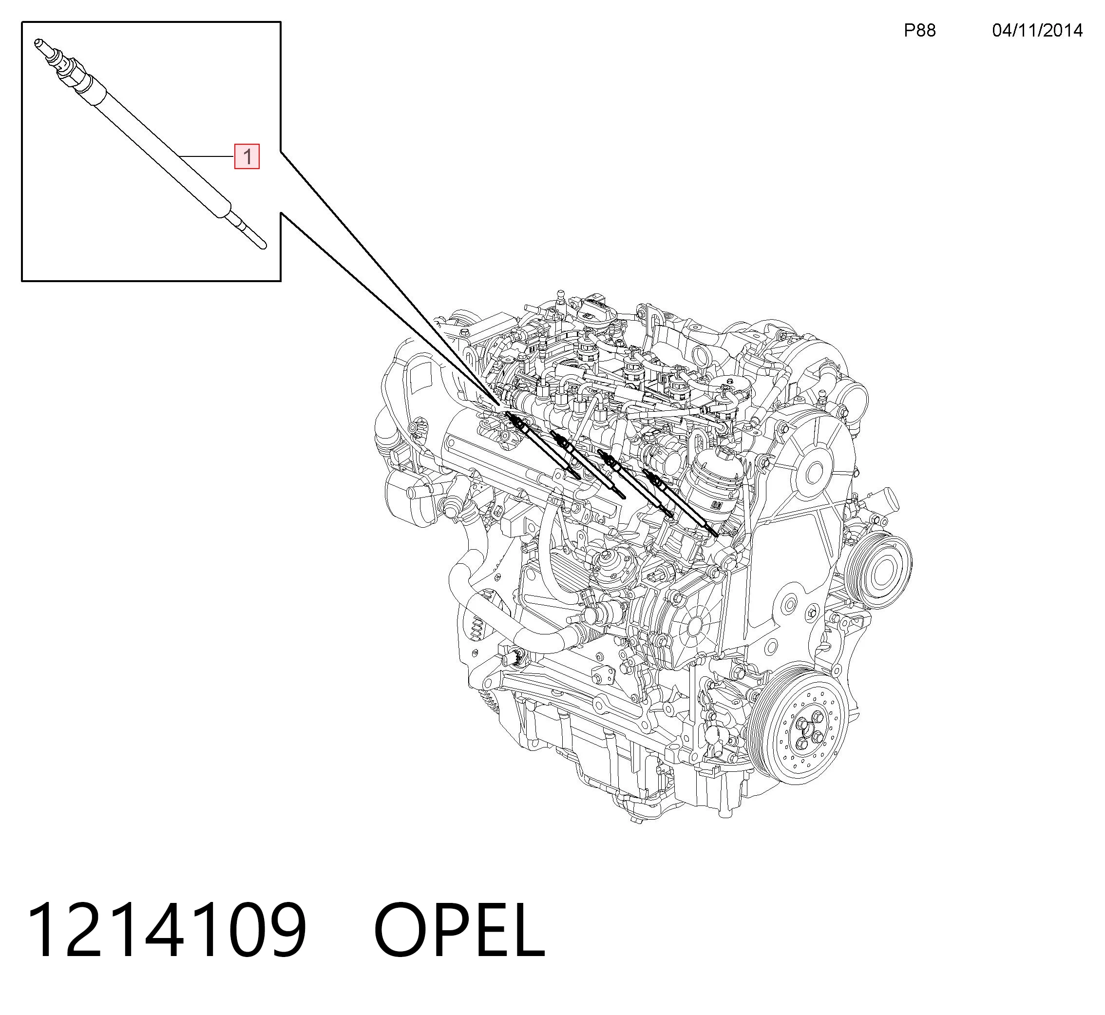 1214109 Opel Vela de incandescência