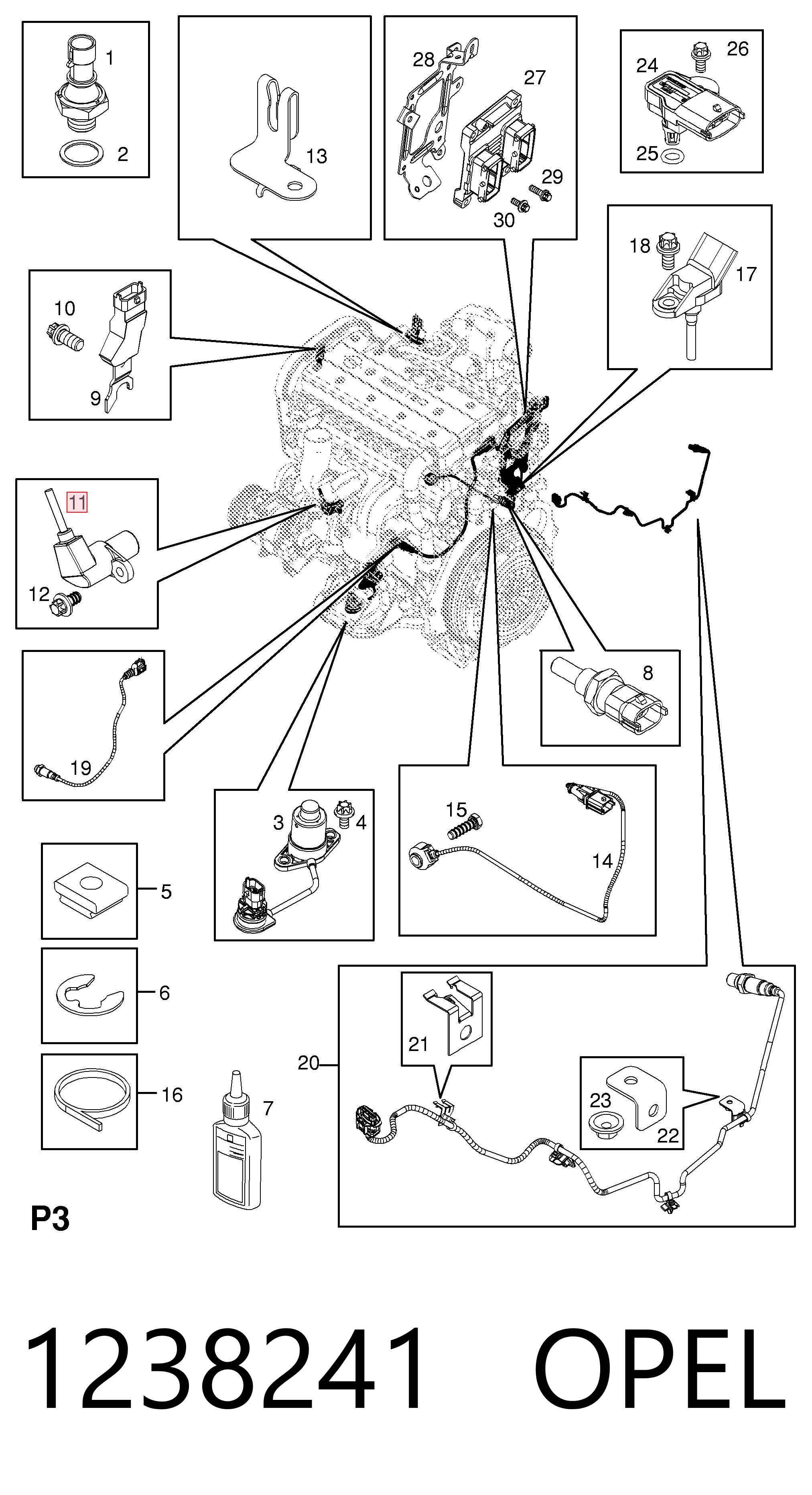 1238241 Opel Sensor de posição (de revoluções) de cambota