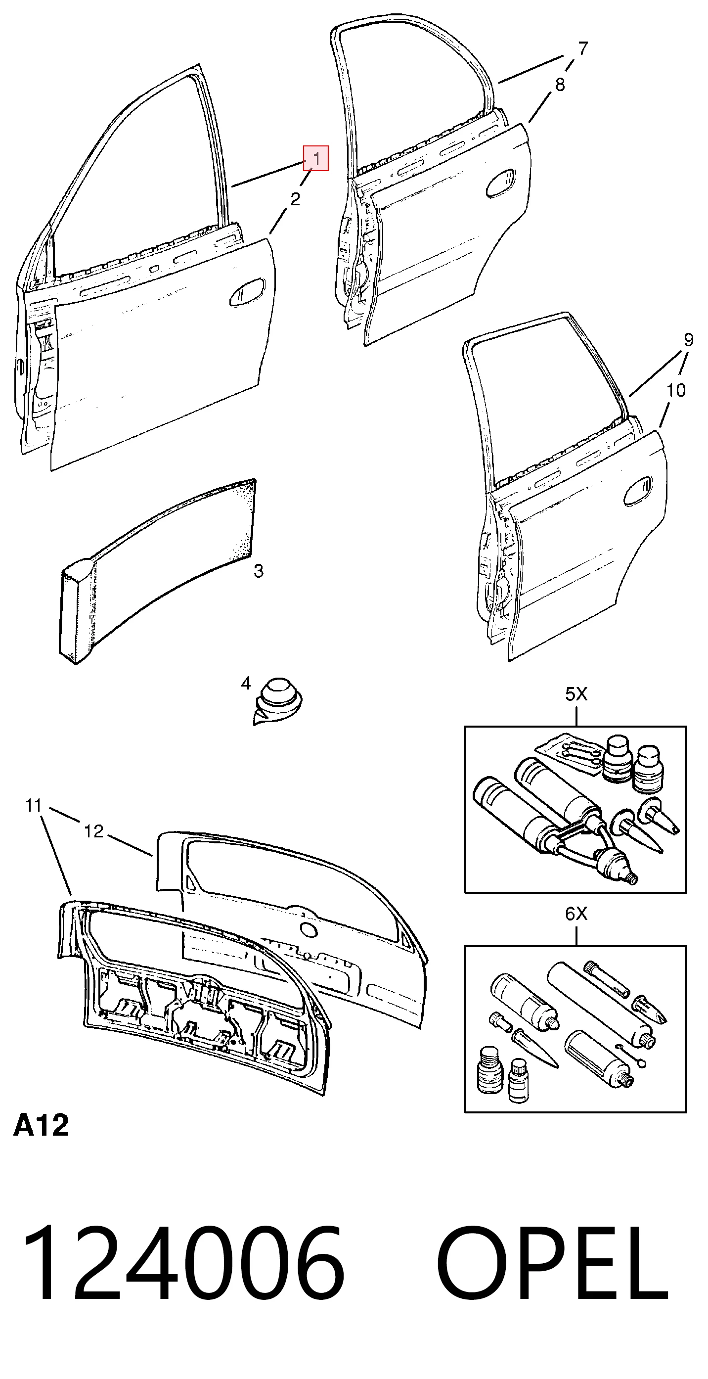 Porta dianteira esquerda para Opel Omega B 25, 26, 27