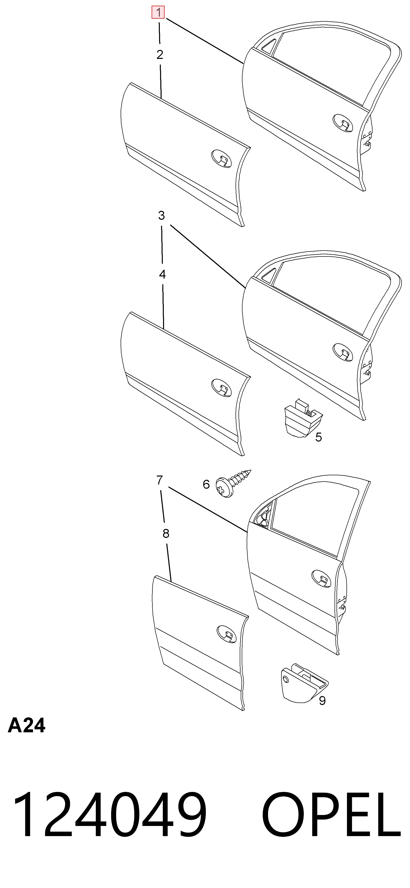 Porta dianteira esquerda para Opel Corsa C F08, F68