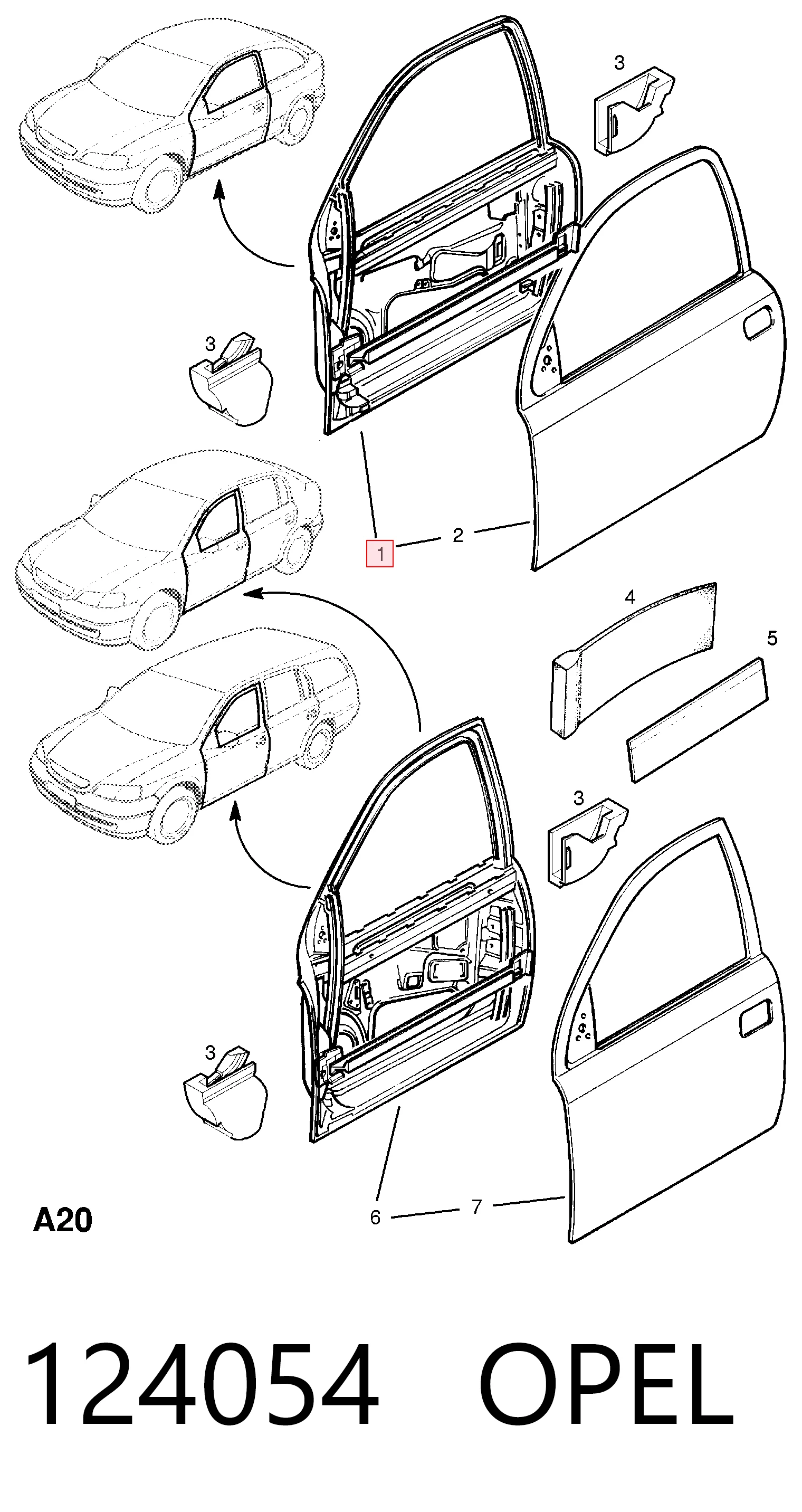 Porta dianteira esquerda para Opel Astra G F48, F08