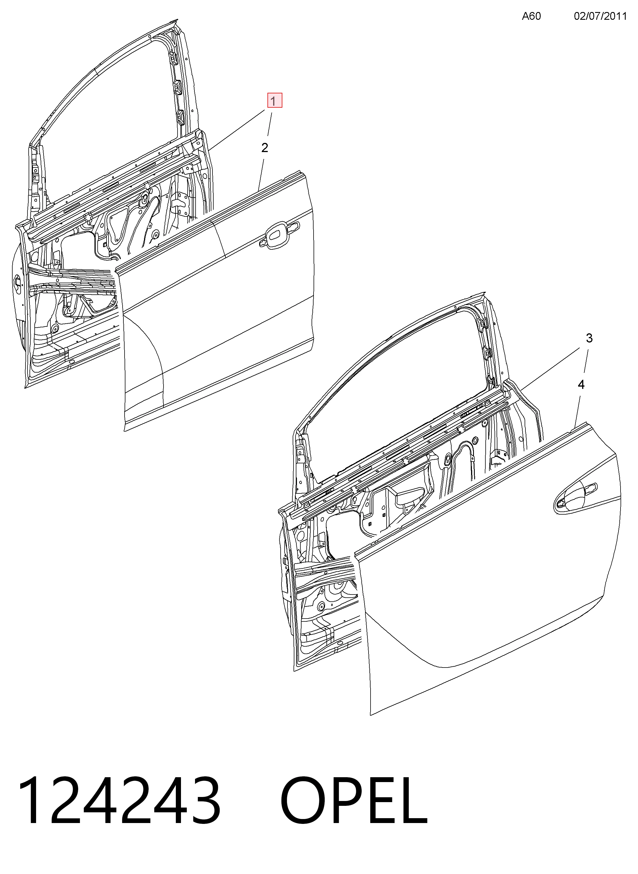 Porta dianteira esquerda para Opel Astra J 