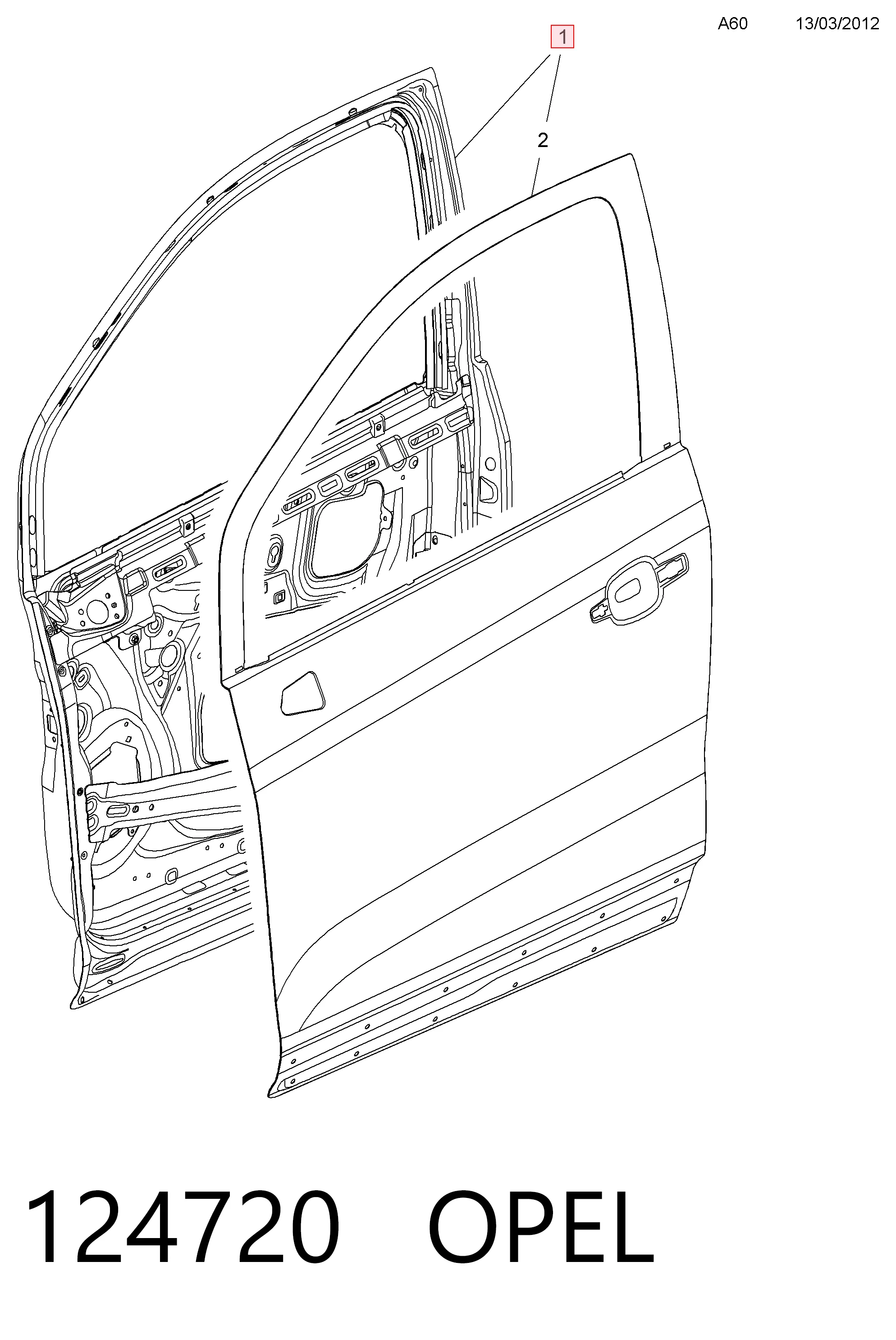 Porta dianteira esquerda para Opel Mokka I J13