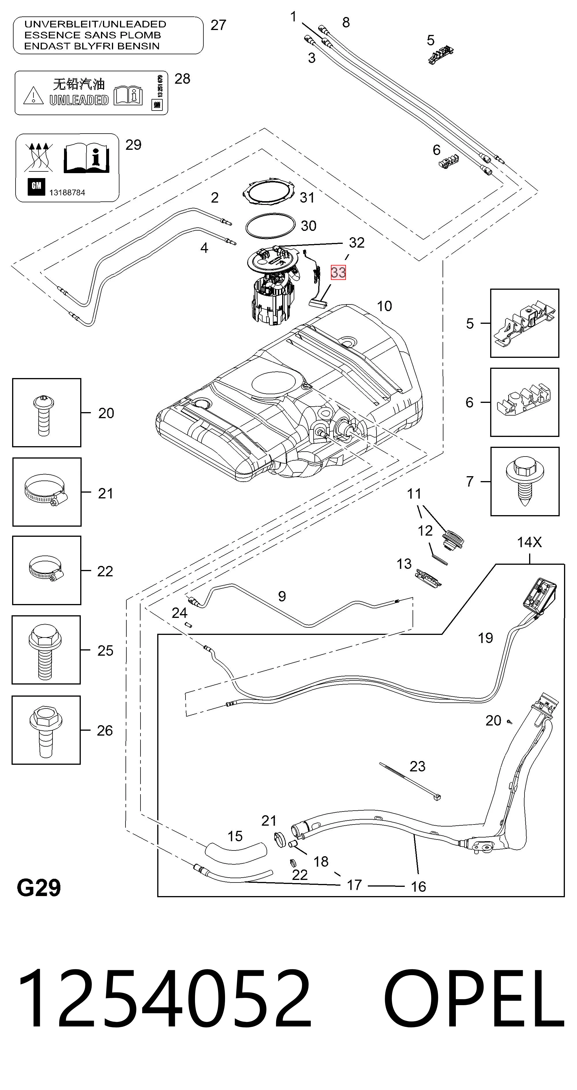 Sensor do nível de combustível no tanque Opel Zafira A05 ao melhor preço