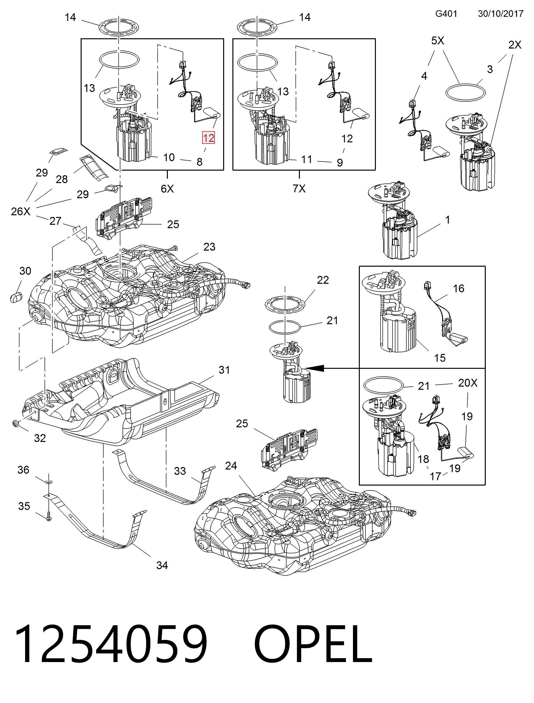  Sensor do nível de combustível no tanque Opel Astra J hatchback (2009 - 2016) J
