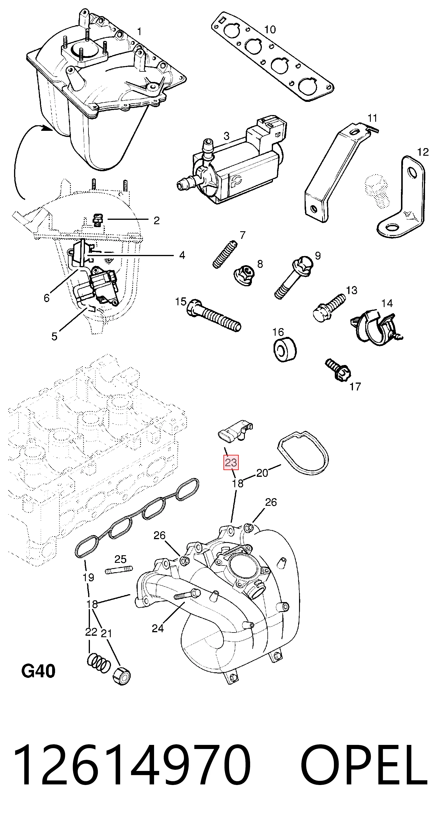 12614970 Opel Sensor de pressão no coletor de admissão, MAP
