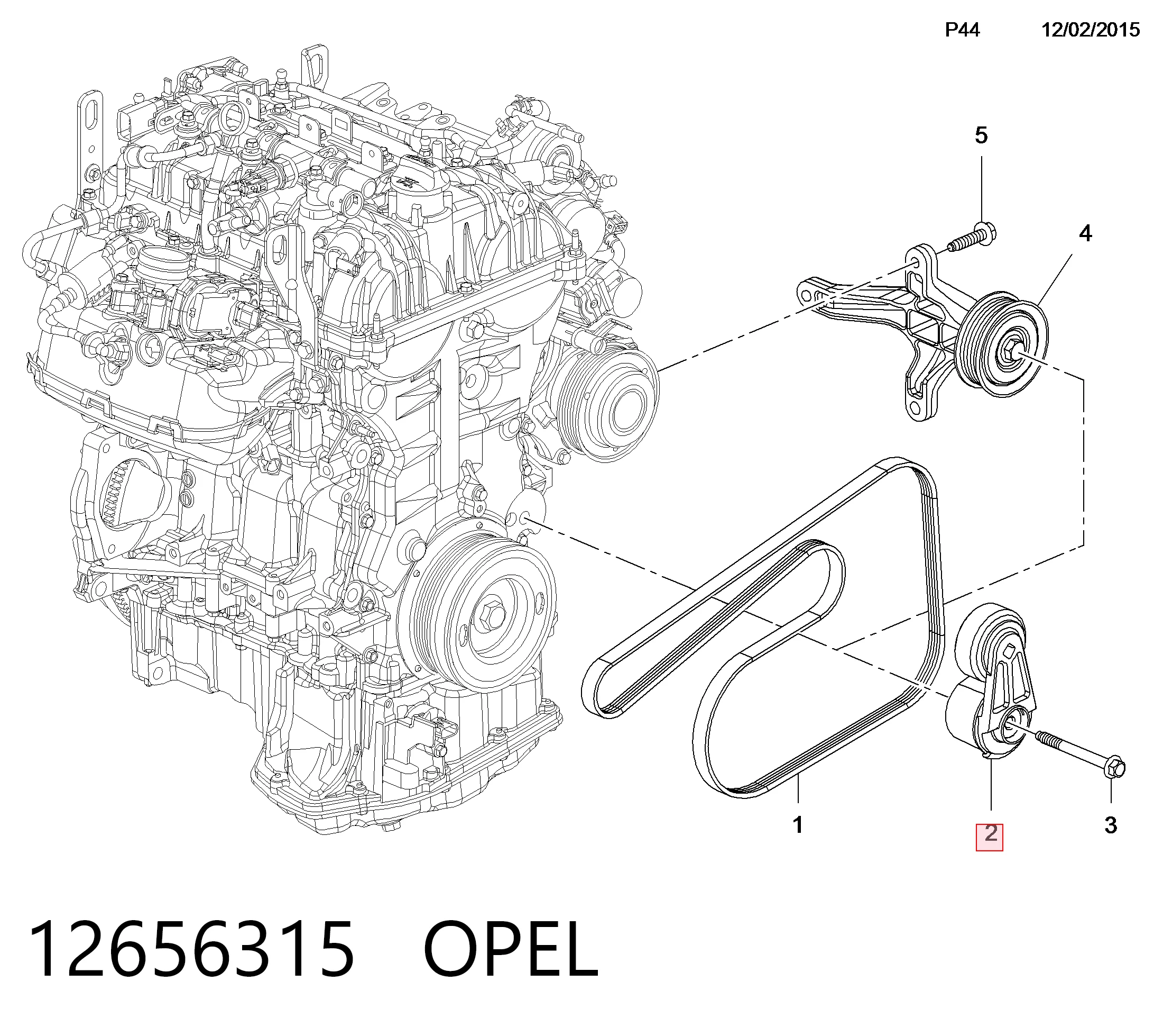 12656315 Opel Reguladora de tensão da correia de transmissão