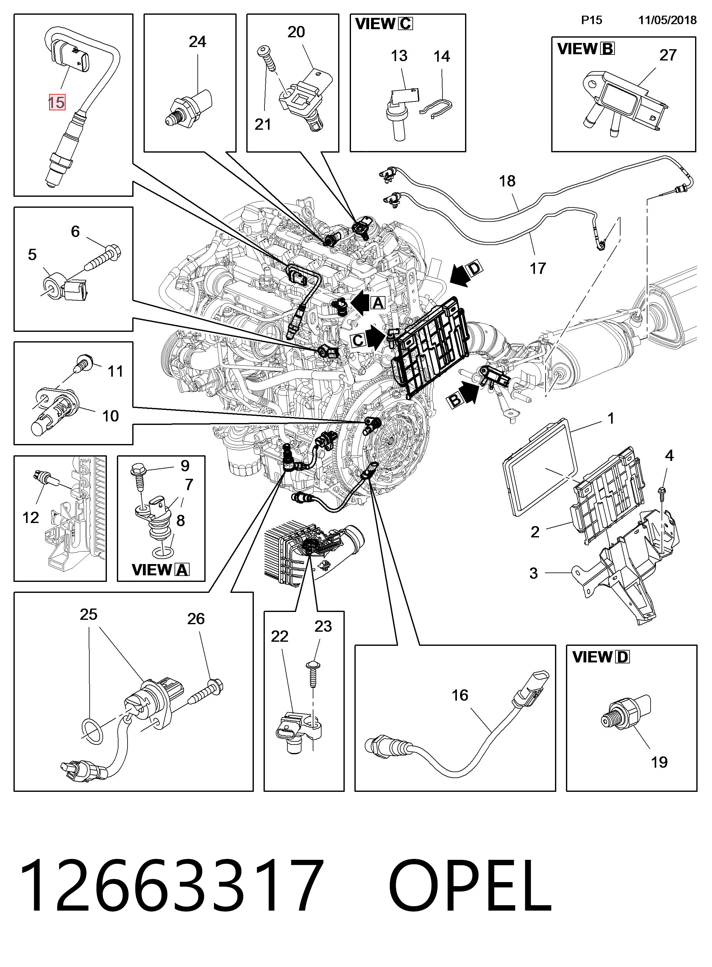 12663317 Opel Sonda lambda, sensor de oxigênio