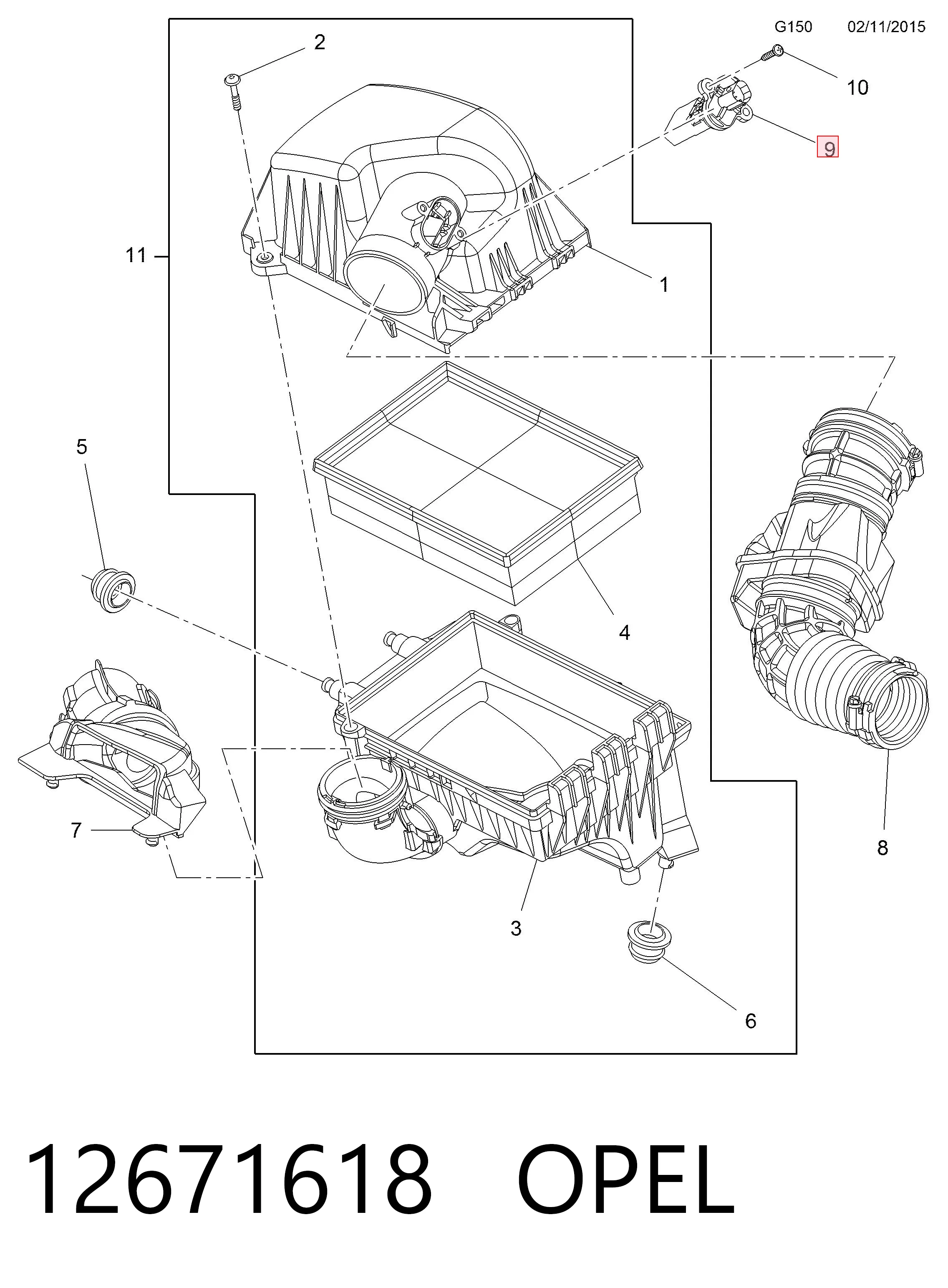 12671618 Opel Sensor de fluxo (consumo) de ar, medidor de consumo M.A.F. - (Mass Airflow)