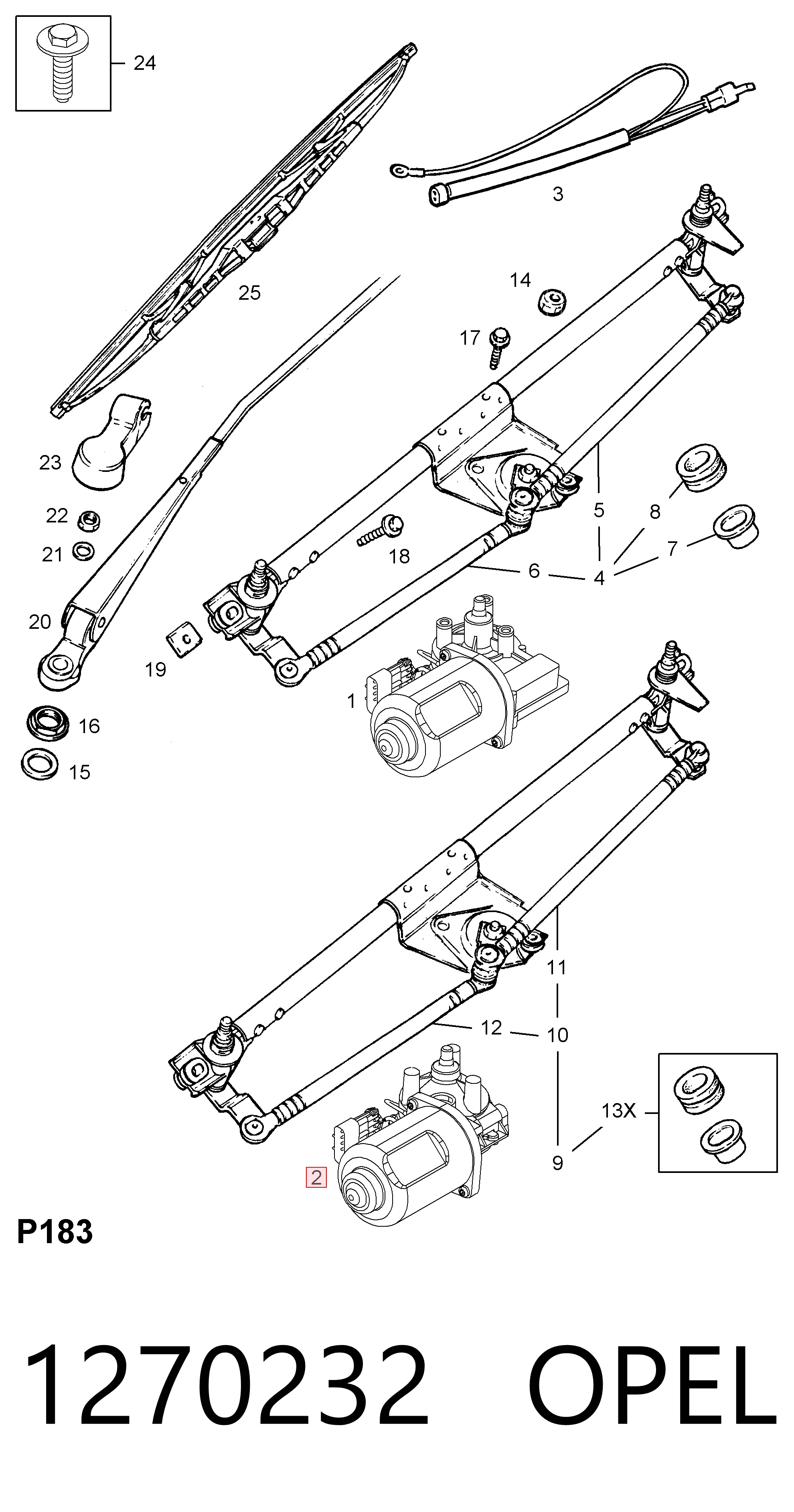  Motor de limpador pára-brisas do pára-brisas Opel Corsa B hatchback (S93) (1993 - 2009) B