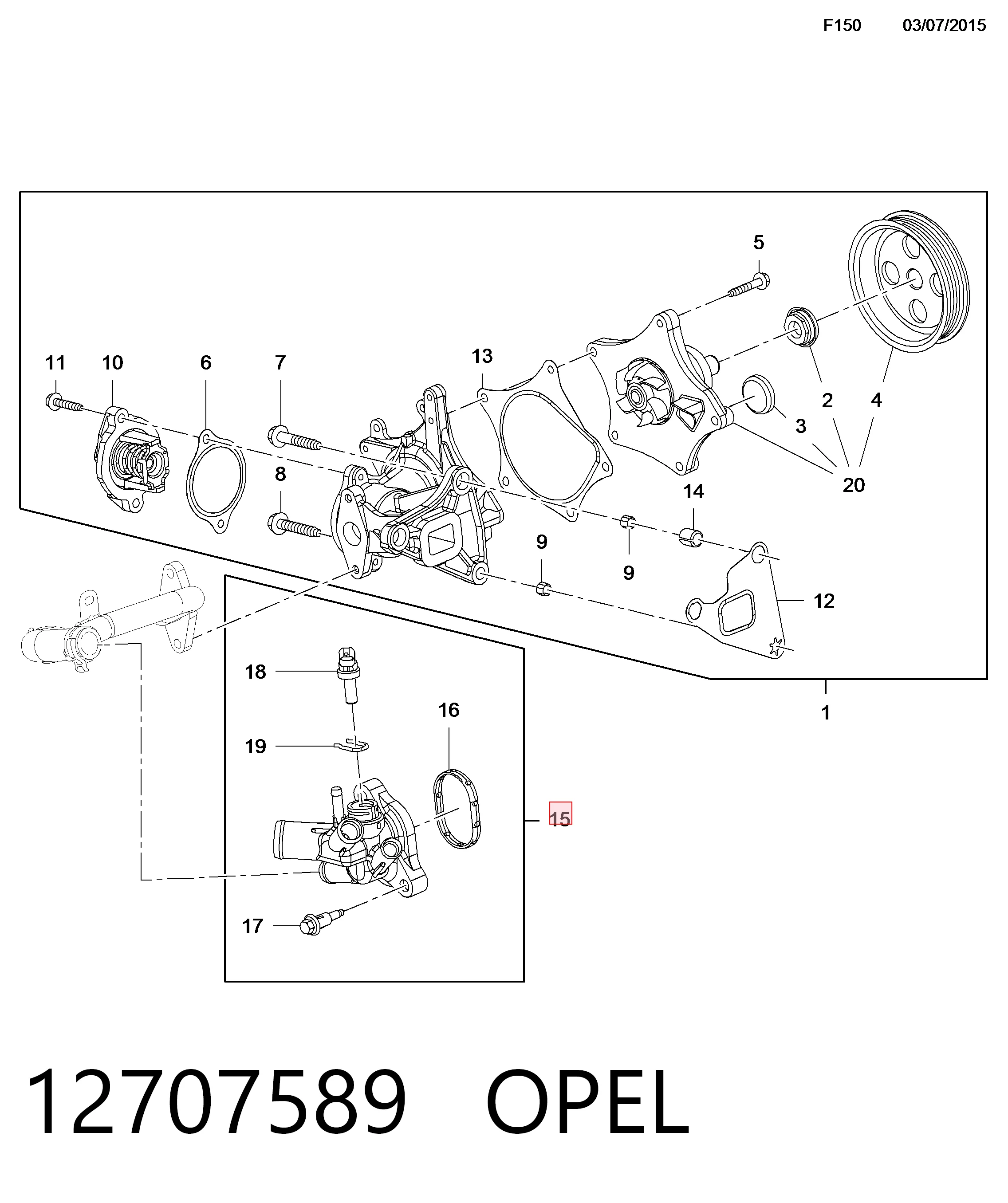 12707589 Opel Gargalo de enchimento do sistema de esfriamento