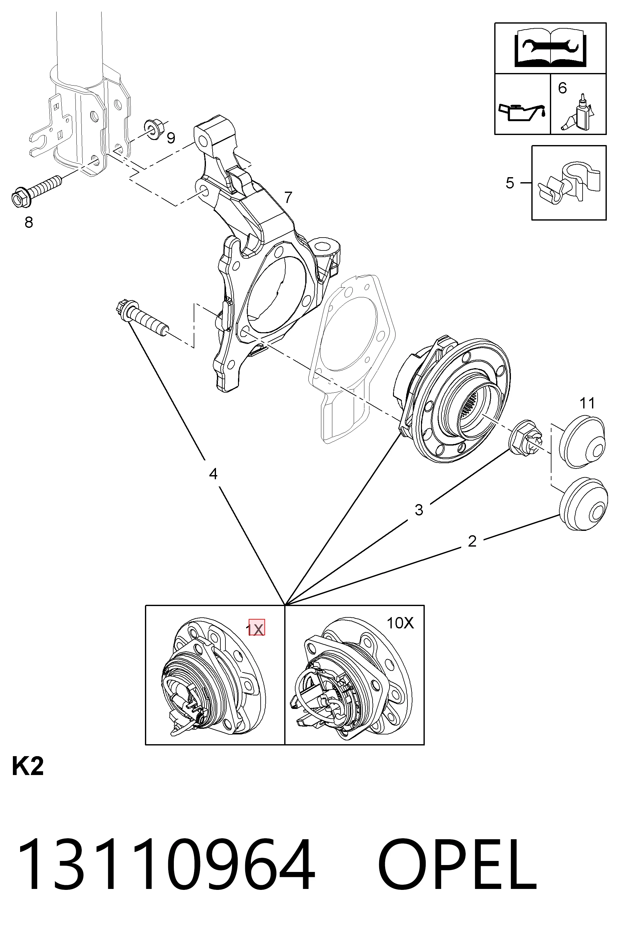 13110964 Opel Cubo dianteiro