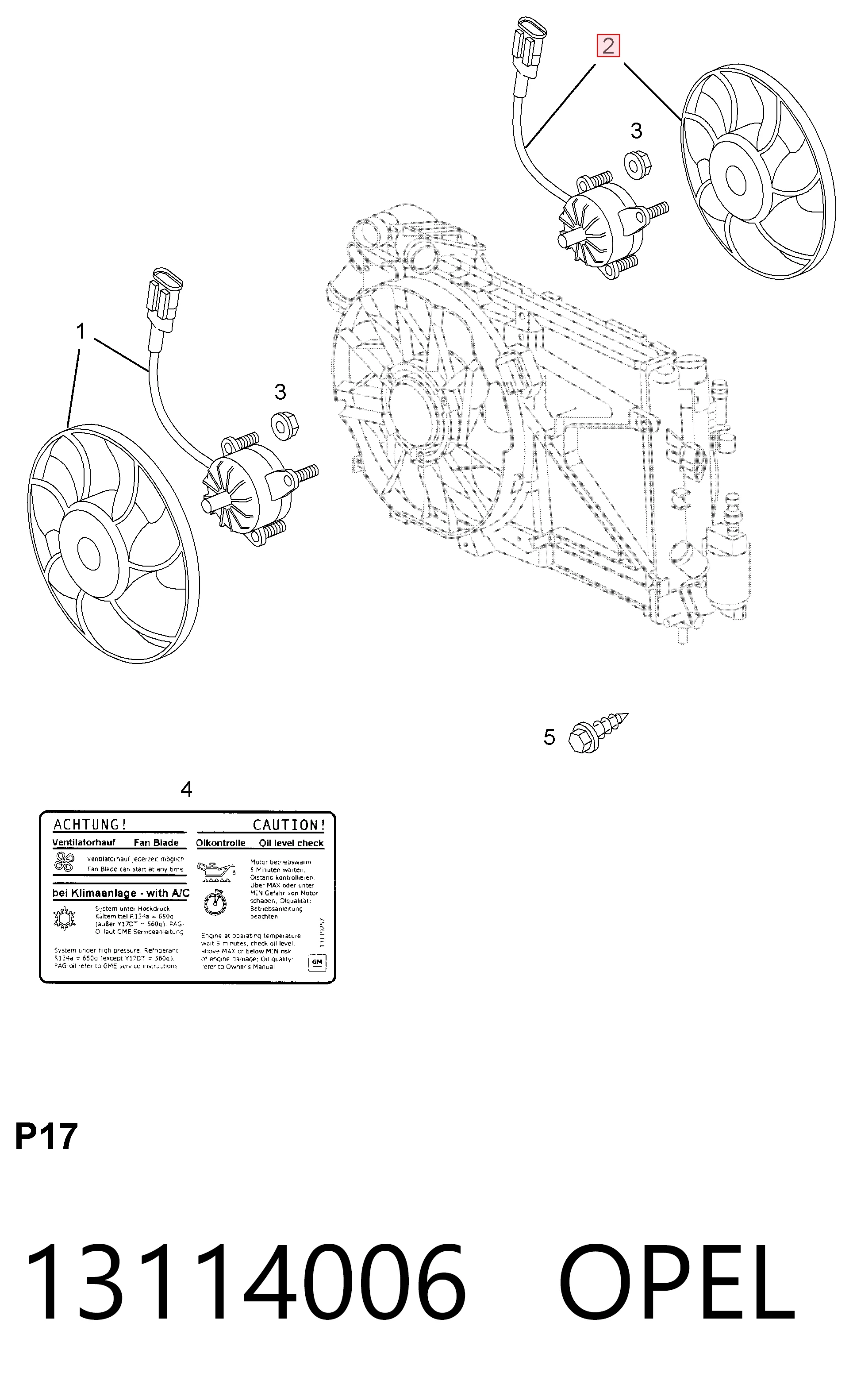 Ventilador elétrico de esfriamento montado (motor + roda de aletas) 09129966 General Motors