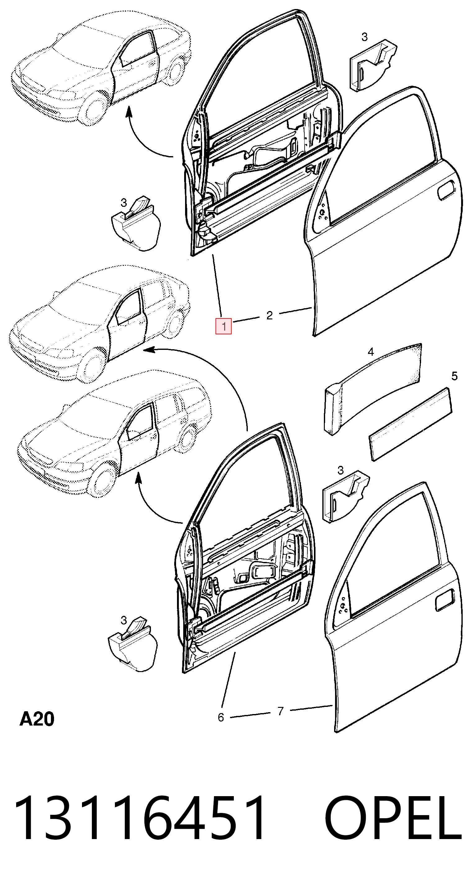 Porta dianteira esquerda Opel Astra G F48, F08