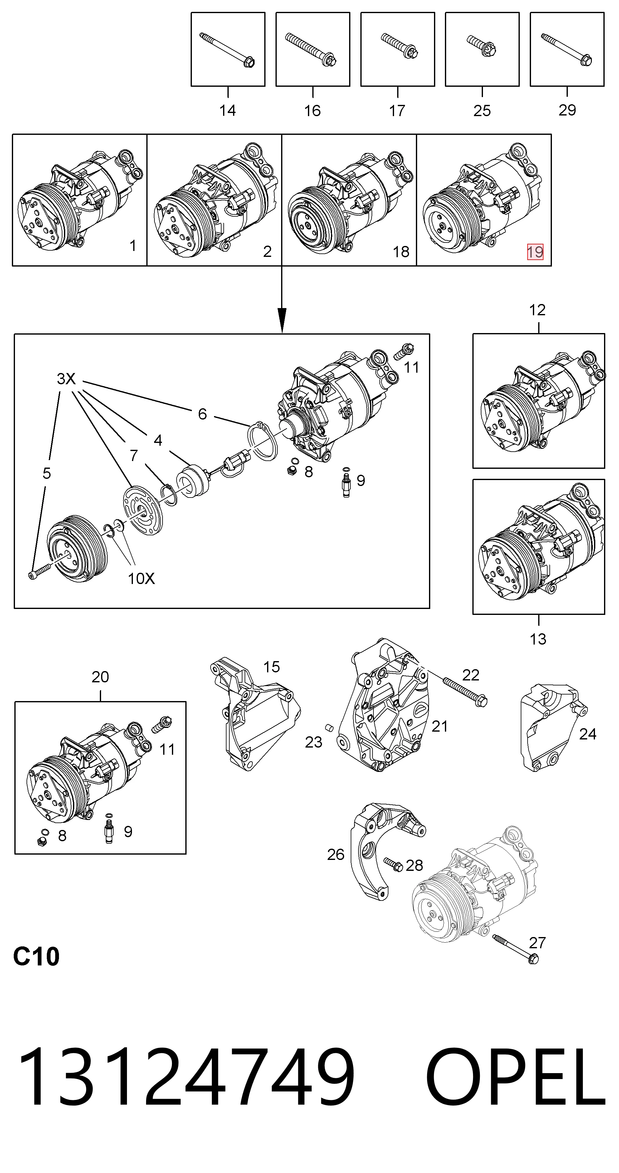 13124749 Opel Compressor de aparelho de ar condicionado