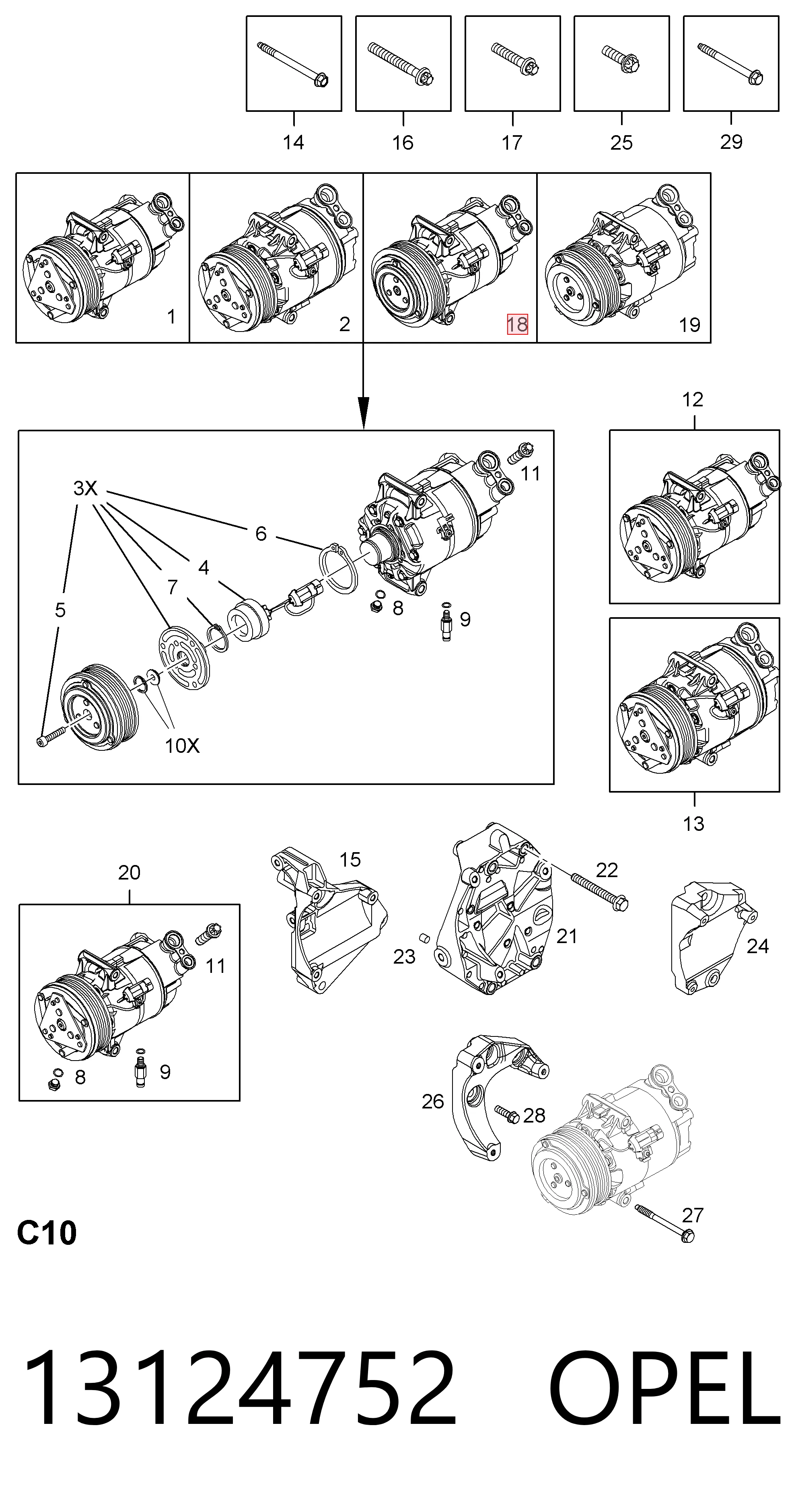 13124752 Opel Compressor de aparelho de ar condicionado