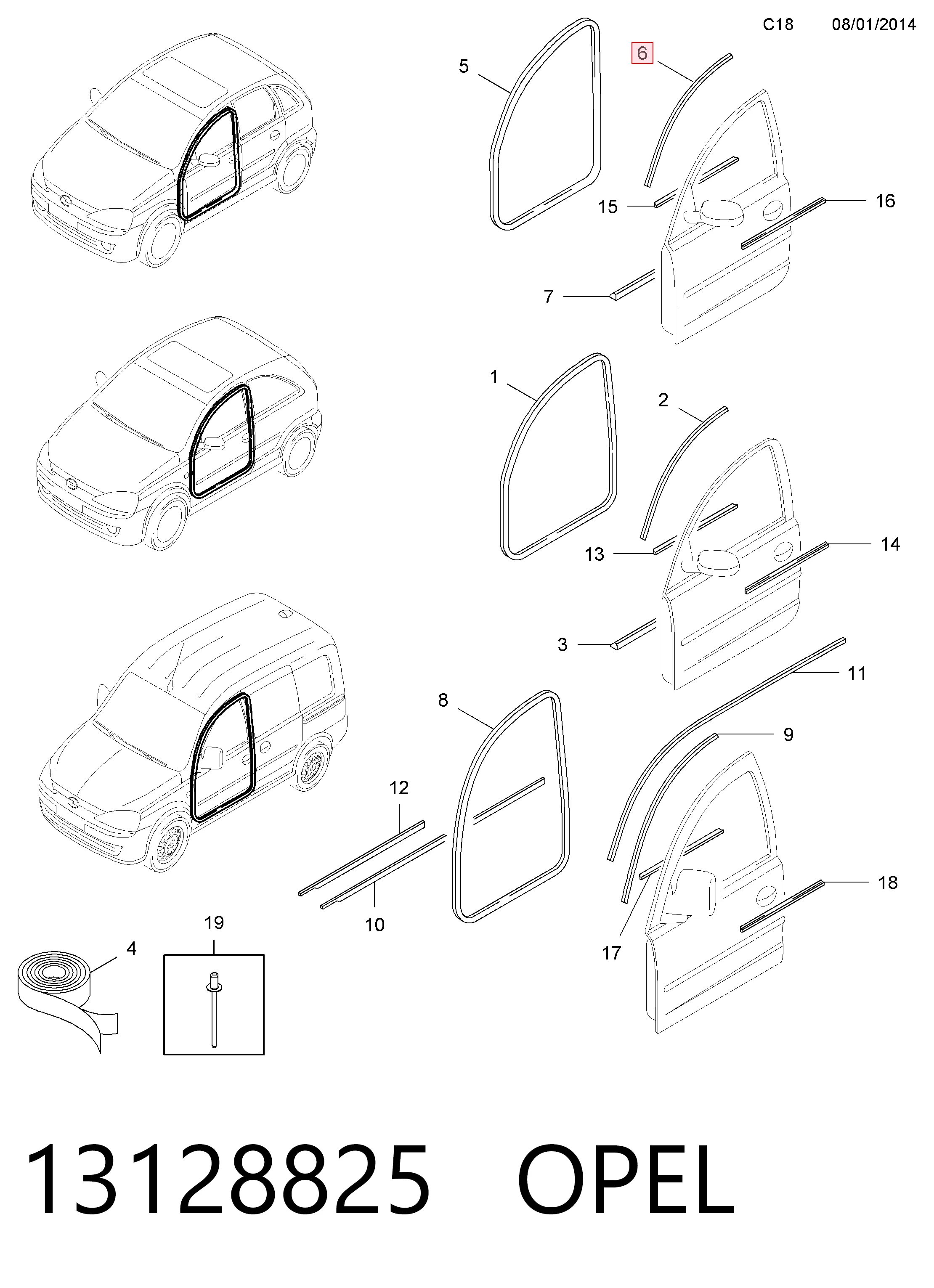 13128825 General Motors Lanterna traseira direita interna