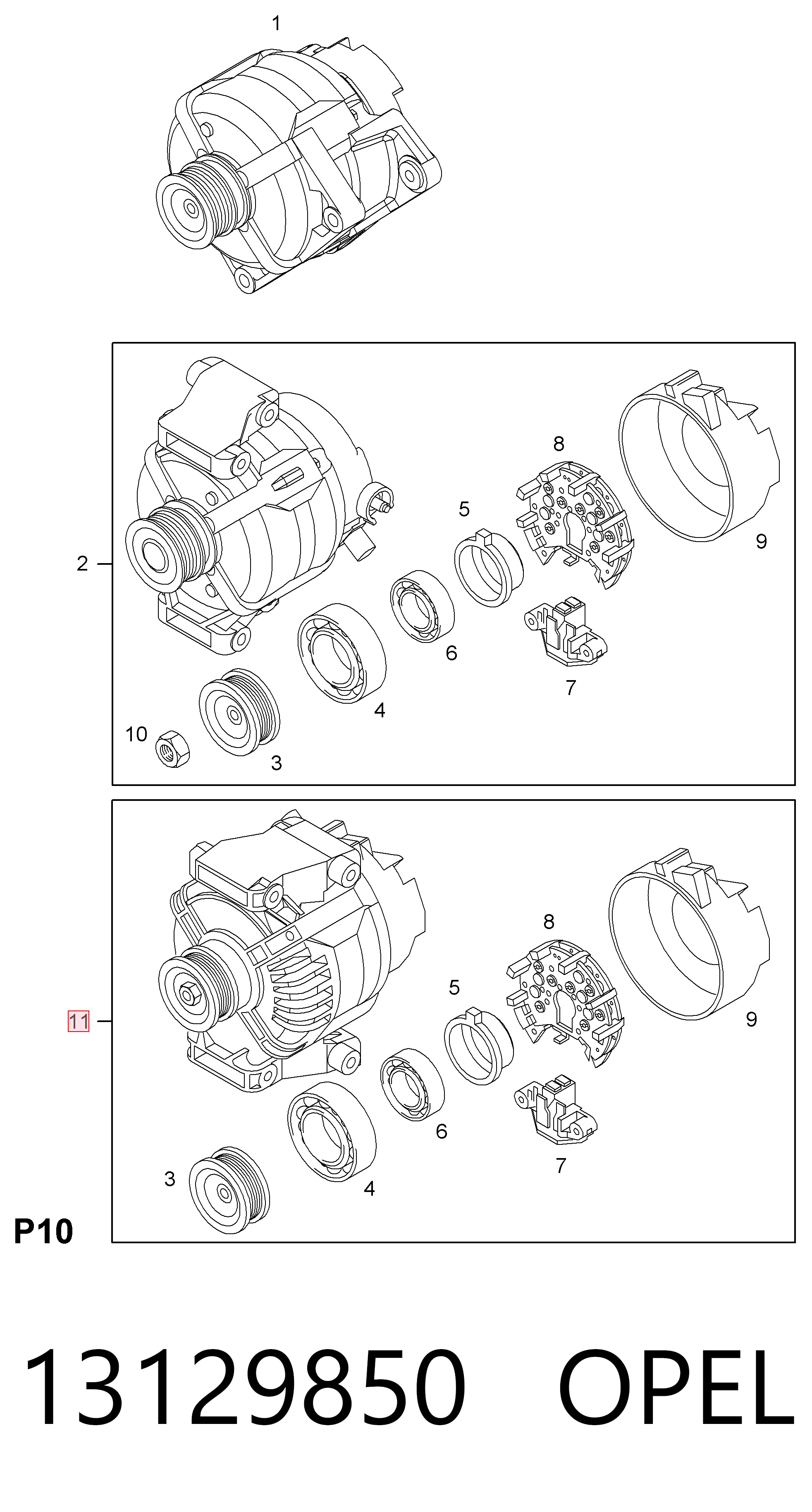 13129850 Opel Gerador