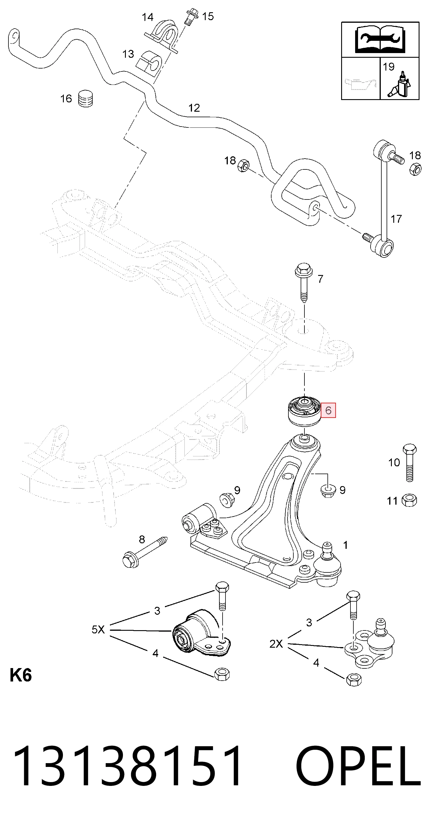 Bloco silencioso dianteiro do braço oscilante inferior Opel Corsa  F08, F68 ao melhor preço
