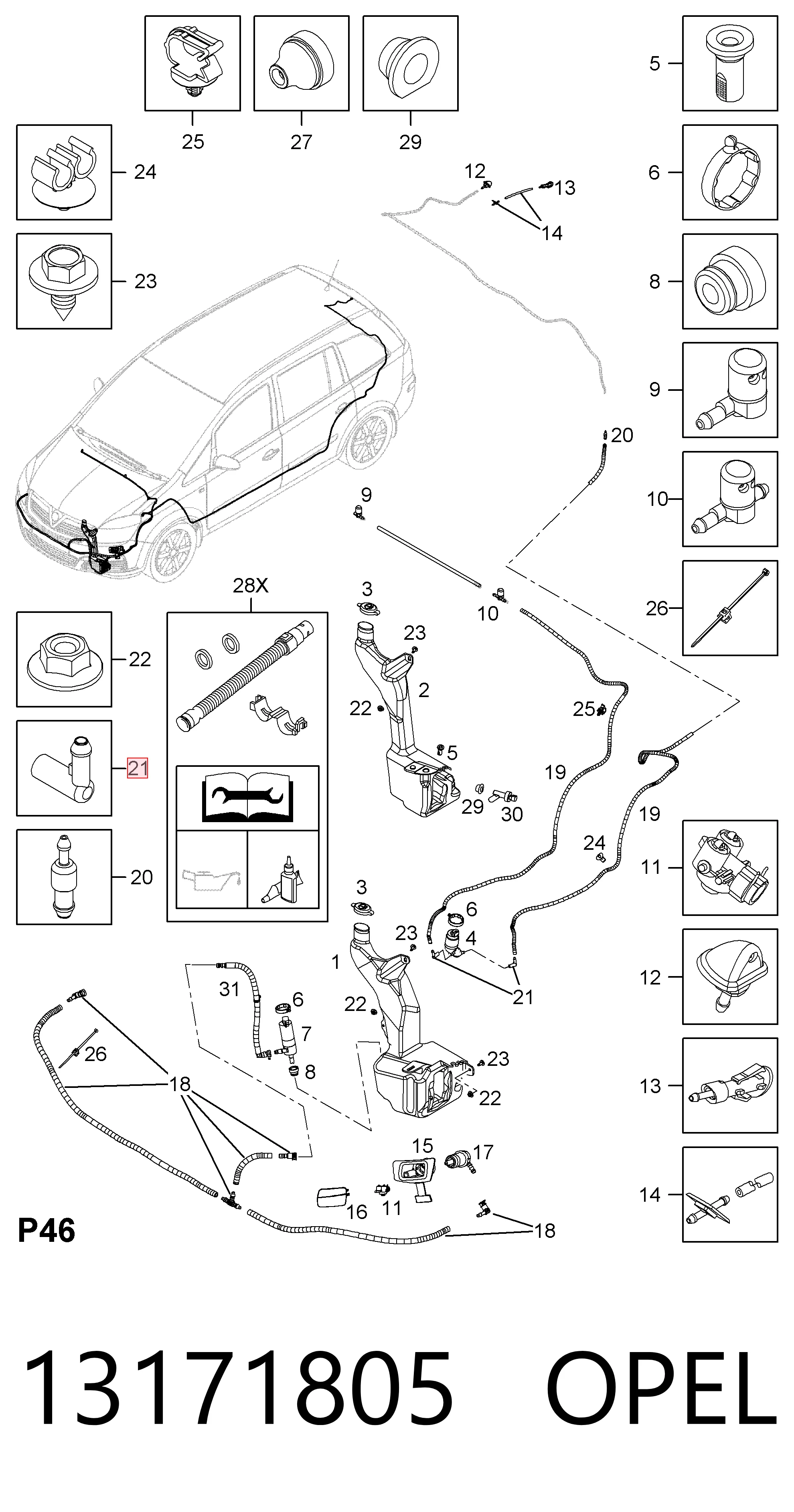 13171805 Peugeot/Citroen Válvula de retenção de fluido para lavador de pára-brisas