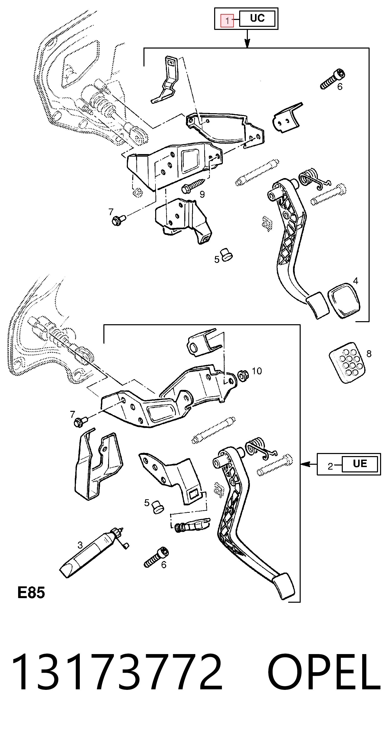 Pedal de embraiagem para Opel Astra H L35
