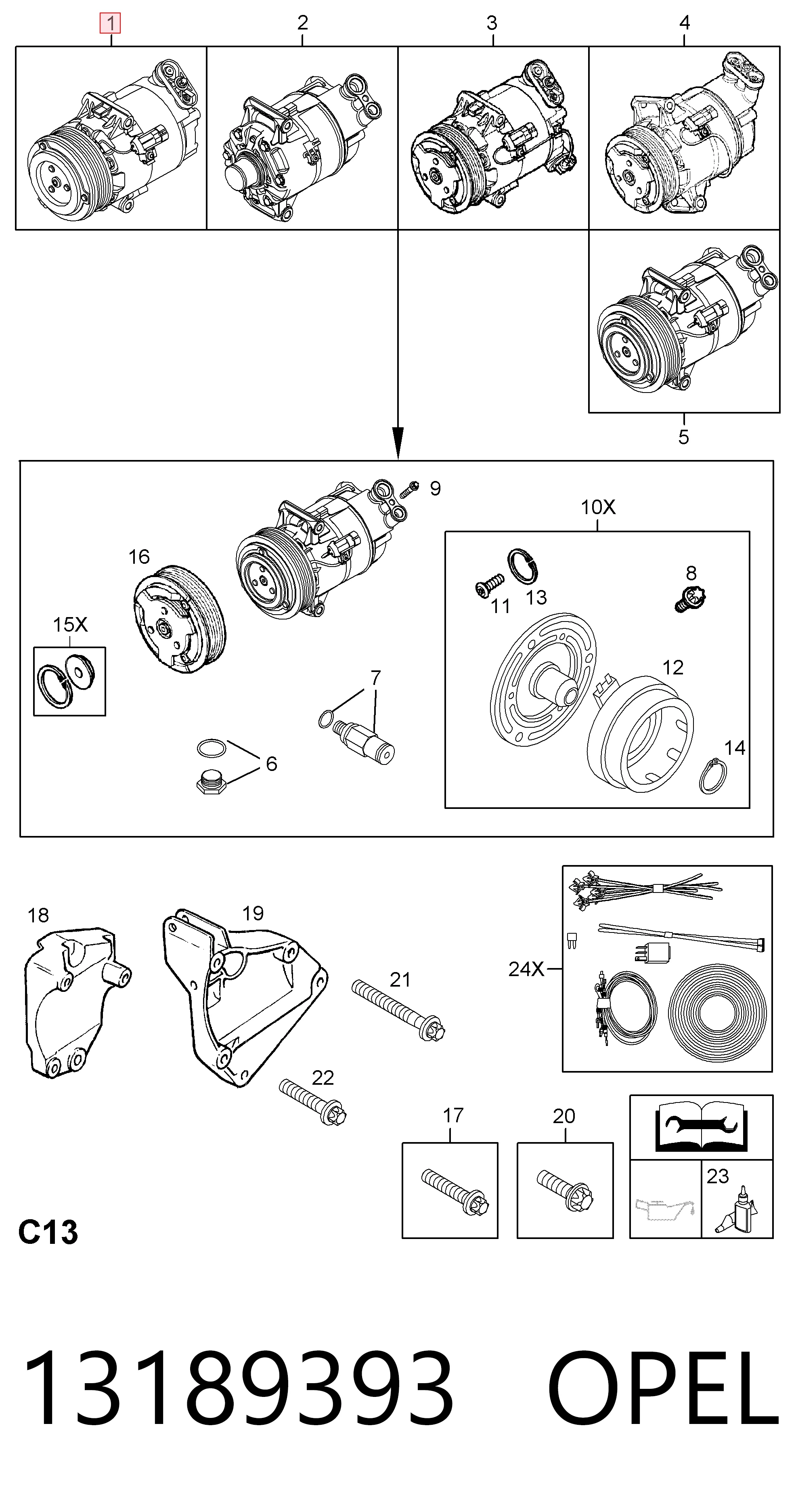 13189393 Opel Compressor de aparelho de ar condicionado
