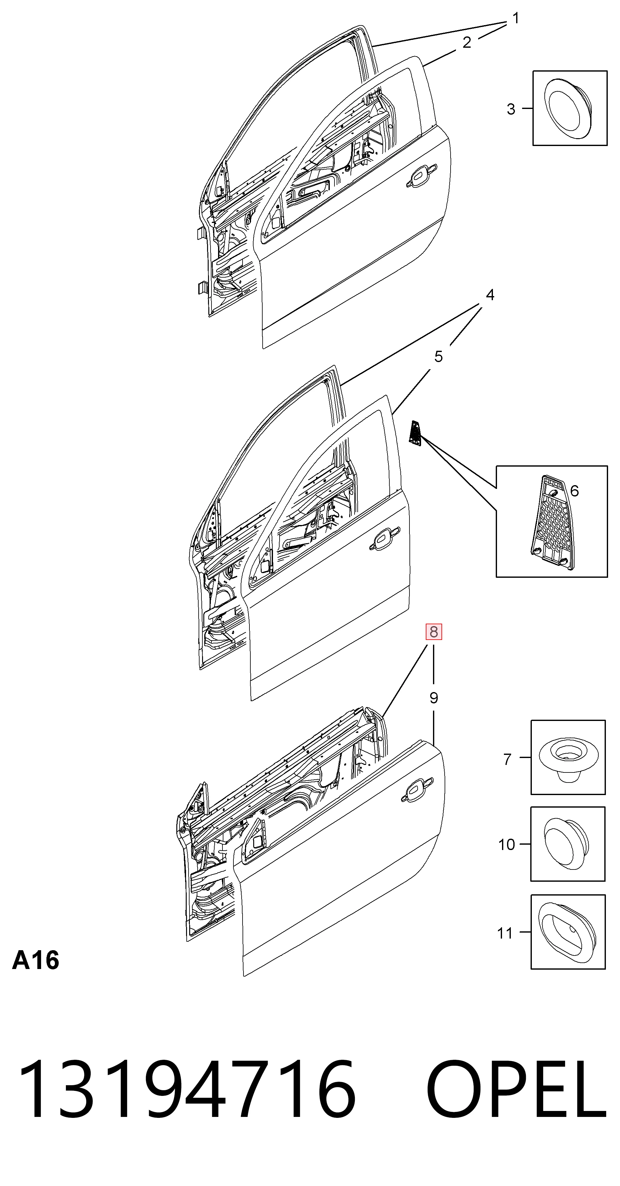 Porta dianteira esquerda para Opel Astra H TWINTOP L67
