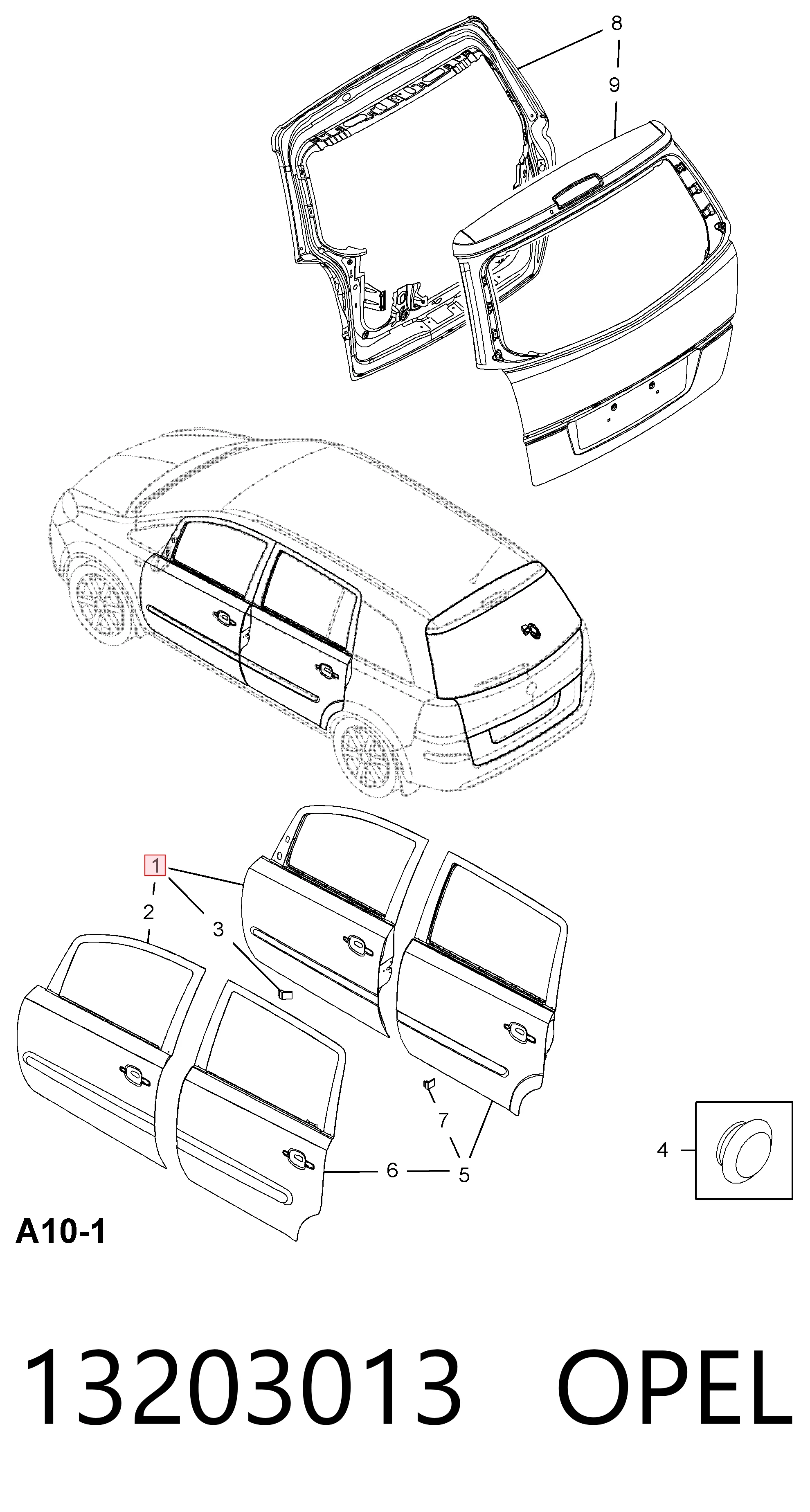 Porta dianteira esquerda para Opel Zafira B A05