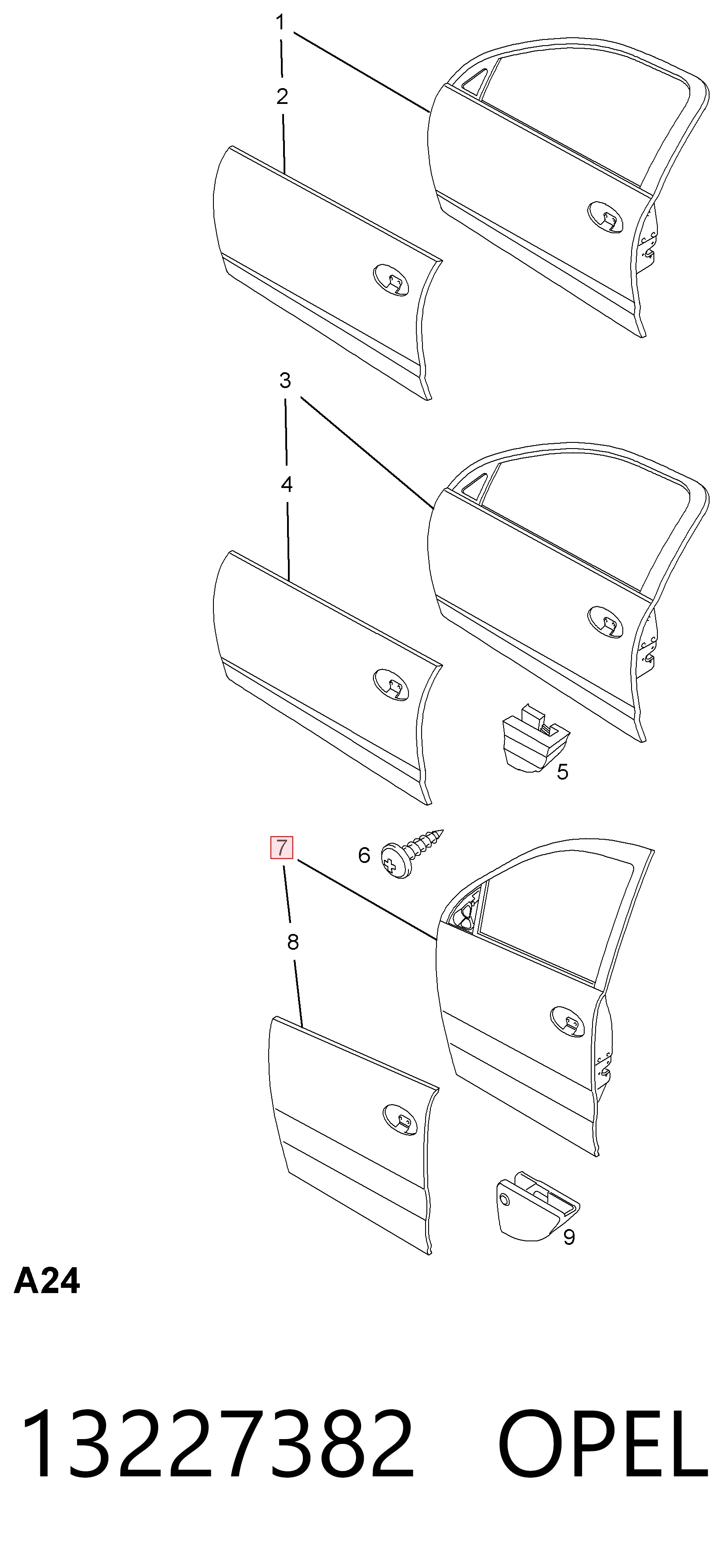 Porta dianteira esquerda para Opel Corsa C F08