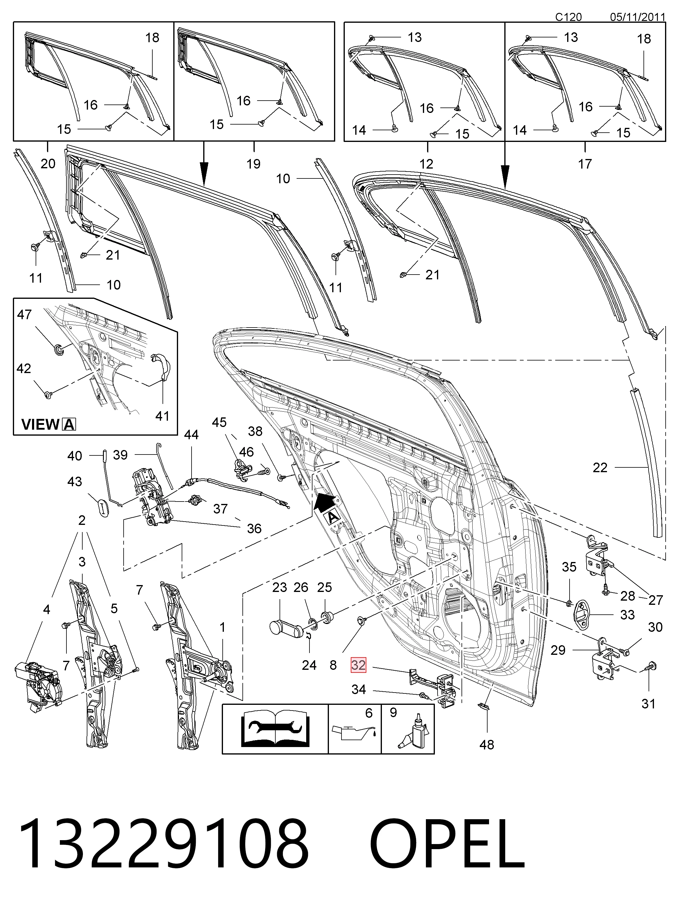 13229108 Opel Limitador traseiro de abertura de porta