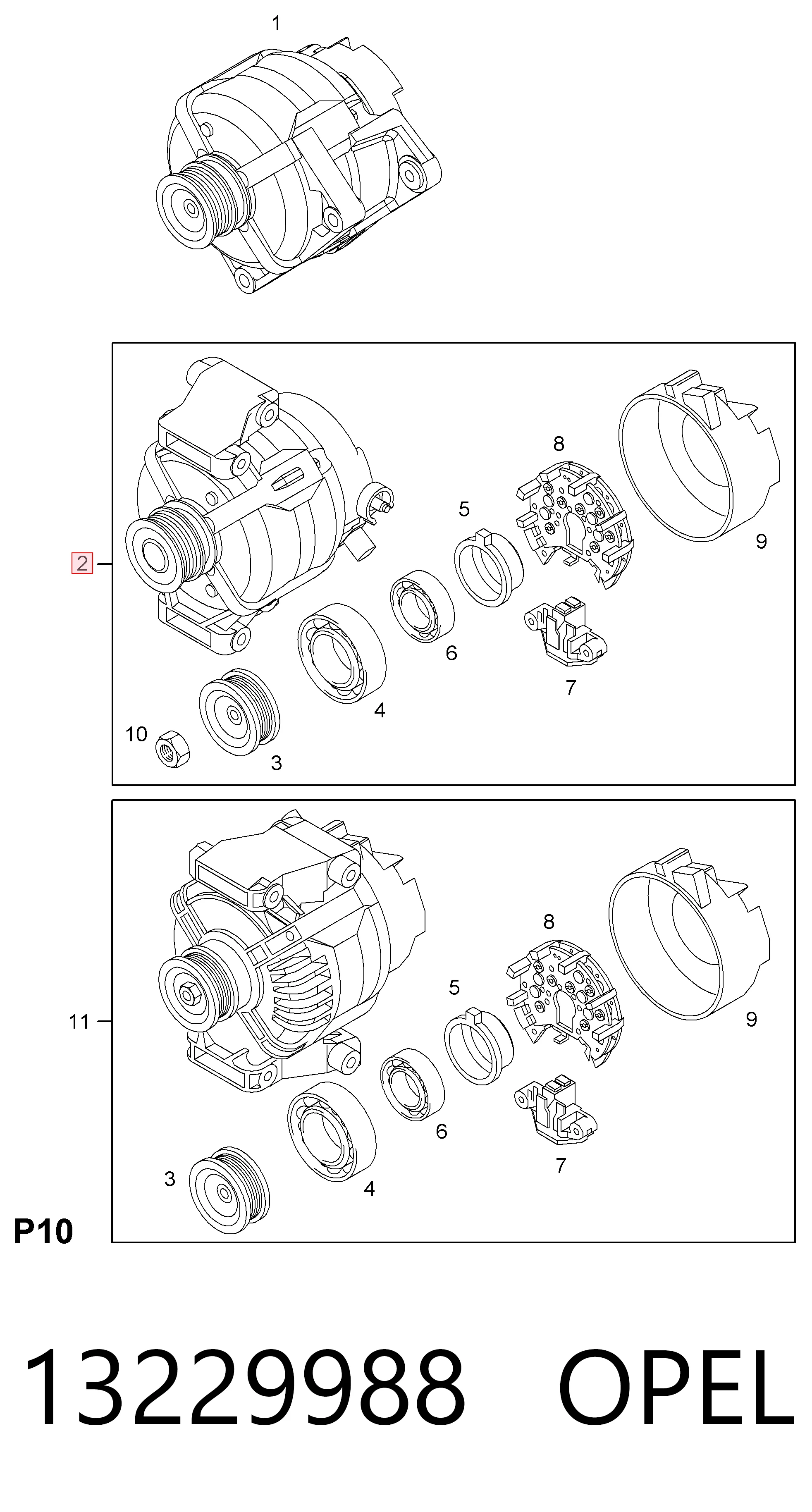 13229988 Opel Gerador