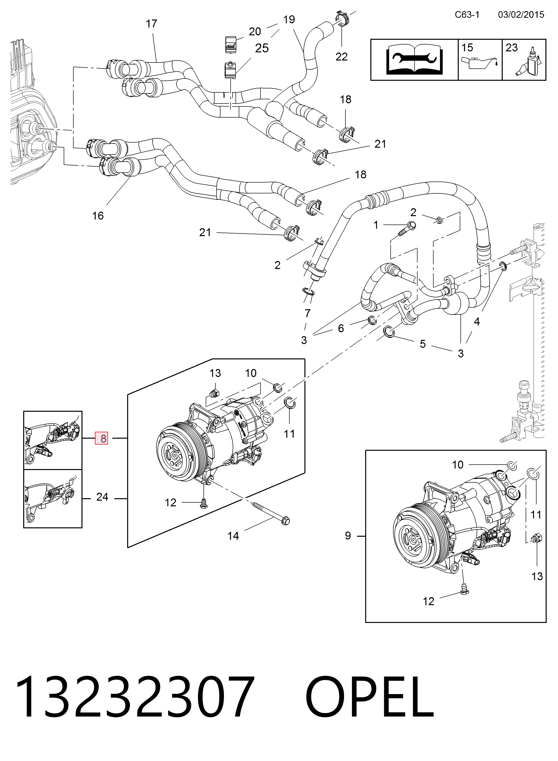 13232307 Opel Compressor de aparelho de ar condicionado