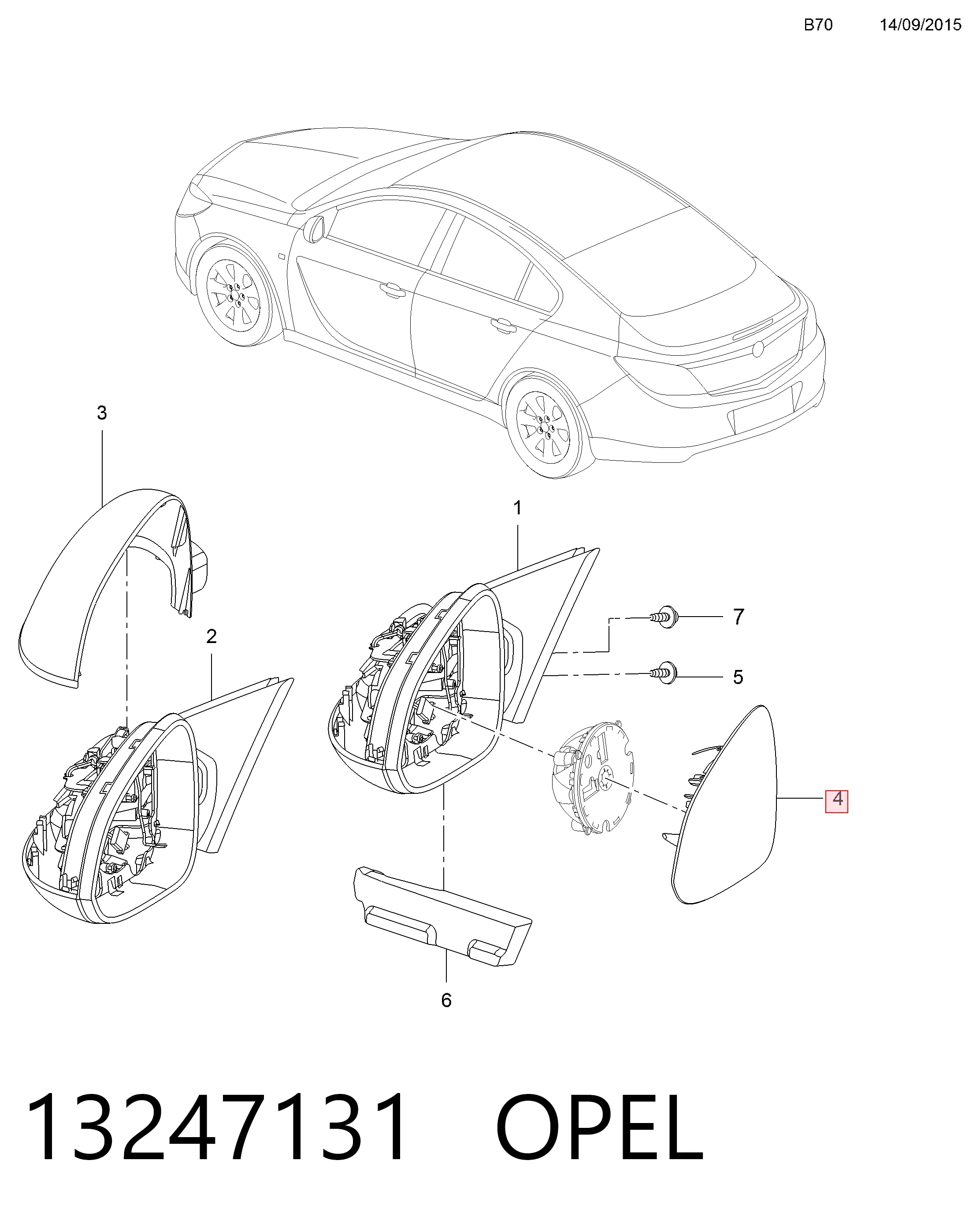 Compre 13247131 General Motors Elemento espelhado do espelho de retrovisão esquerdo
