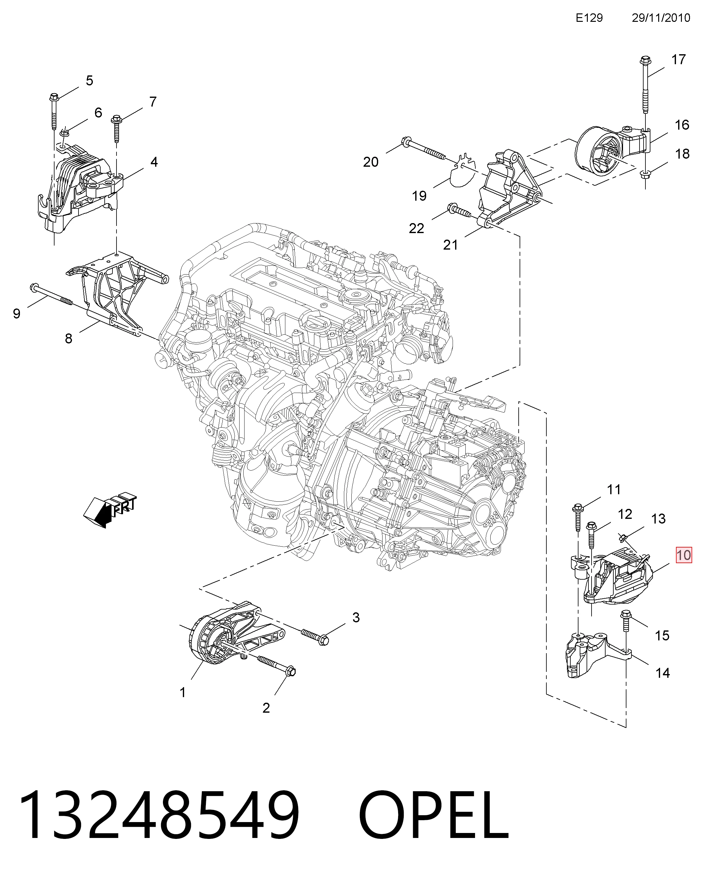 13248549 Opel Coxim (suporte) esquerdo de motor