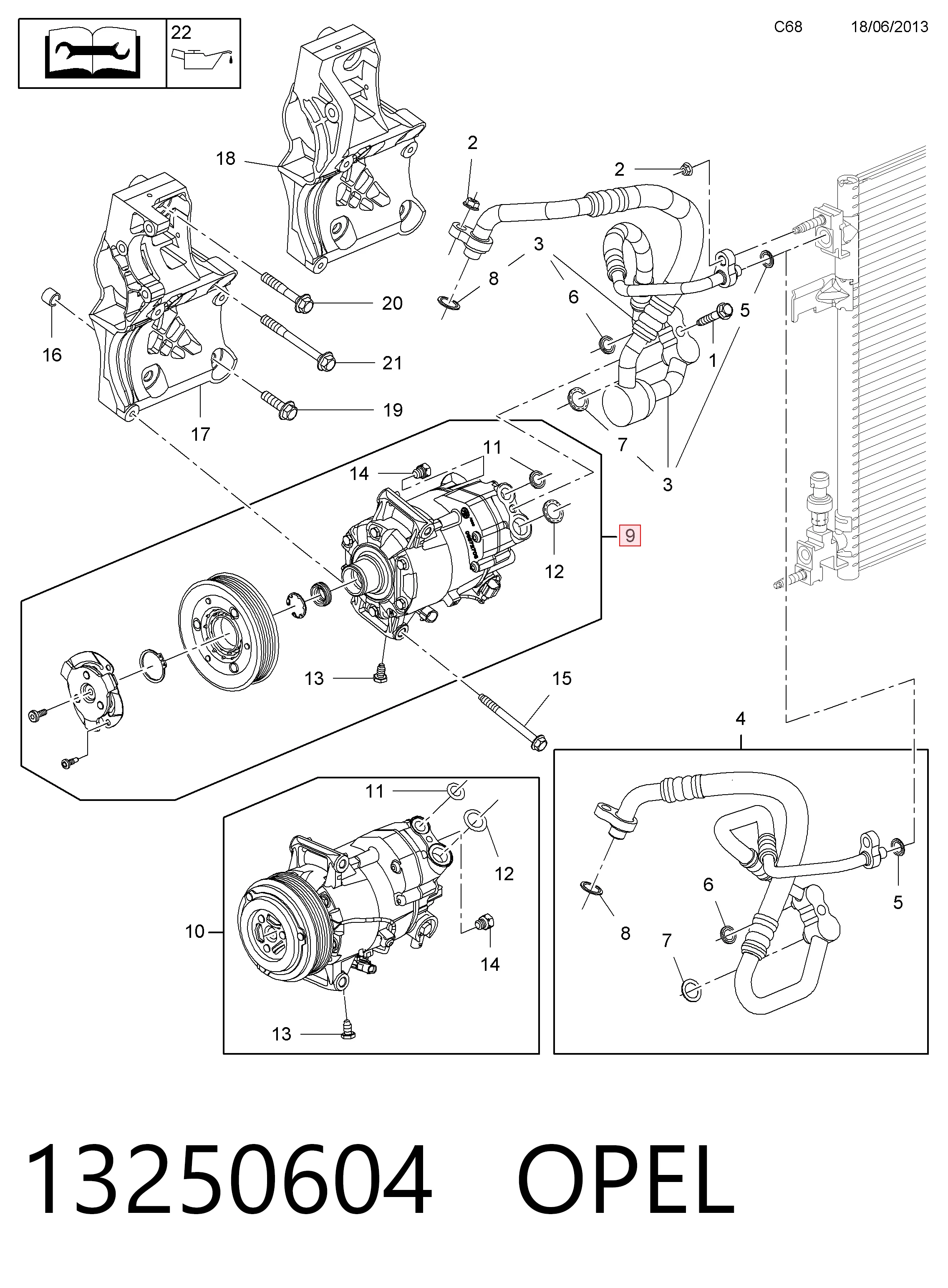13250604 Opel Compressor de aparelho de ar condicionado