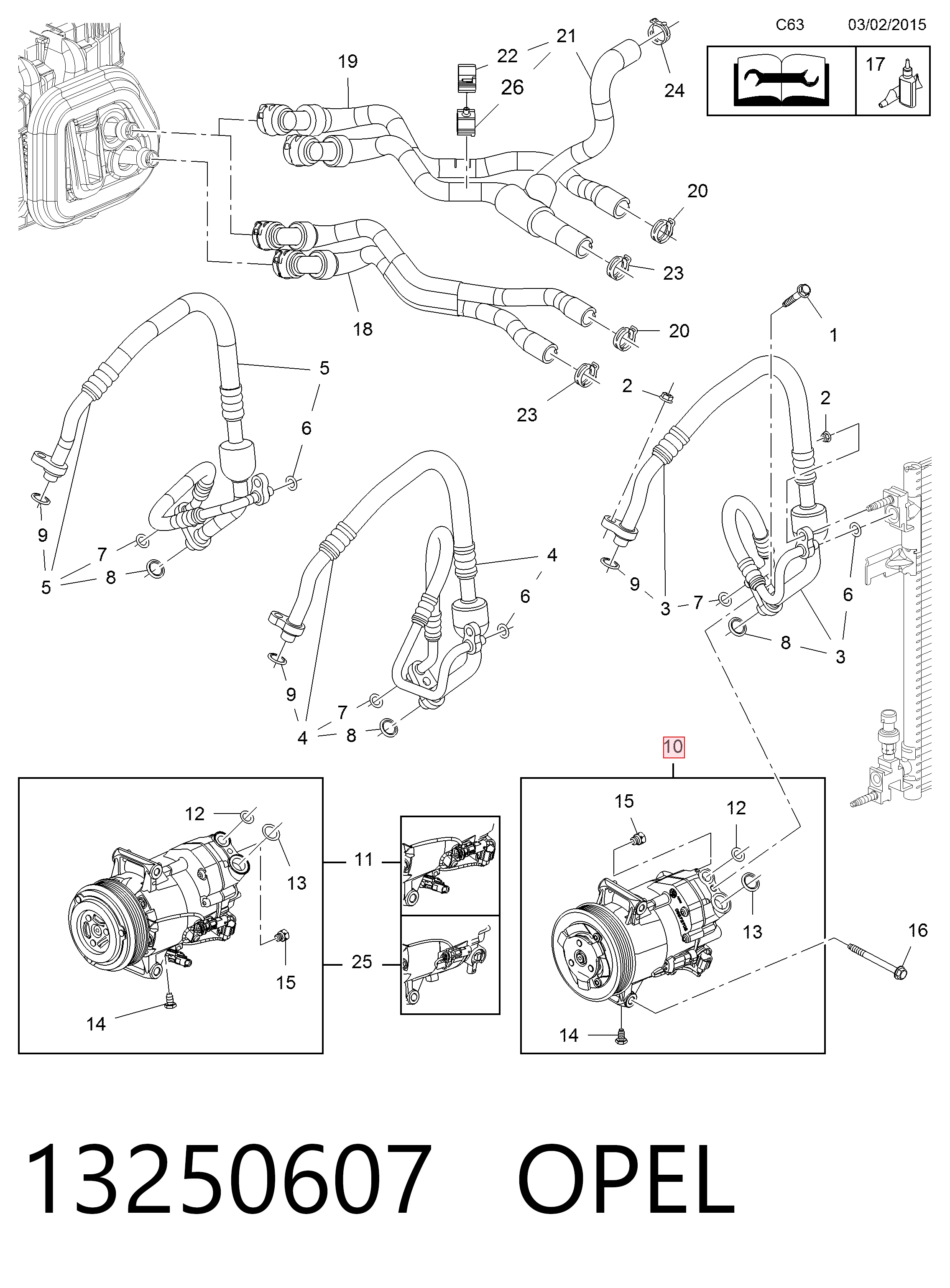 13250607 Opel Compressor de aparelho de ar condicionado