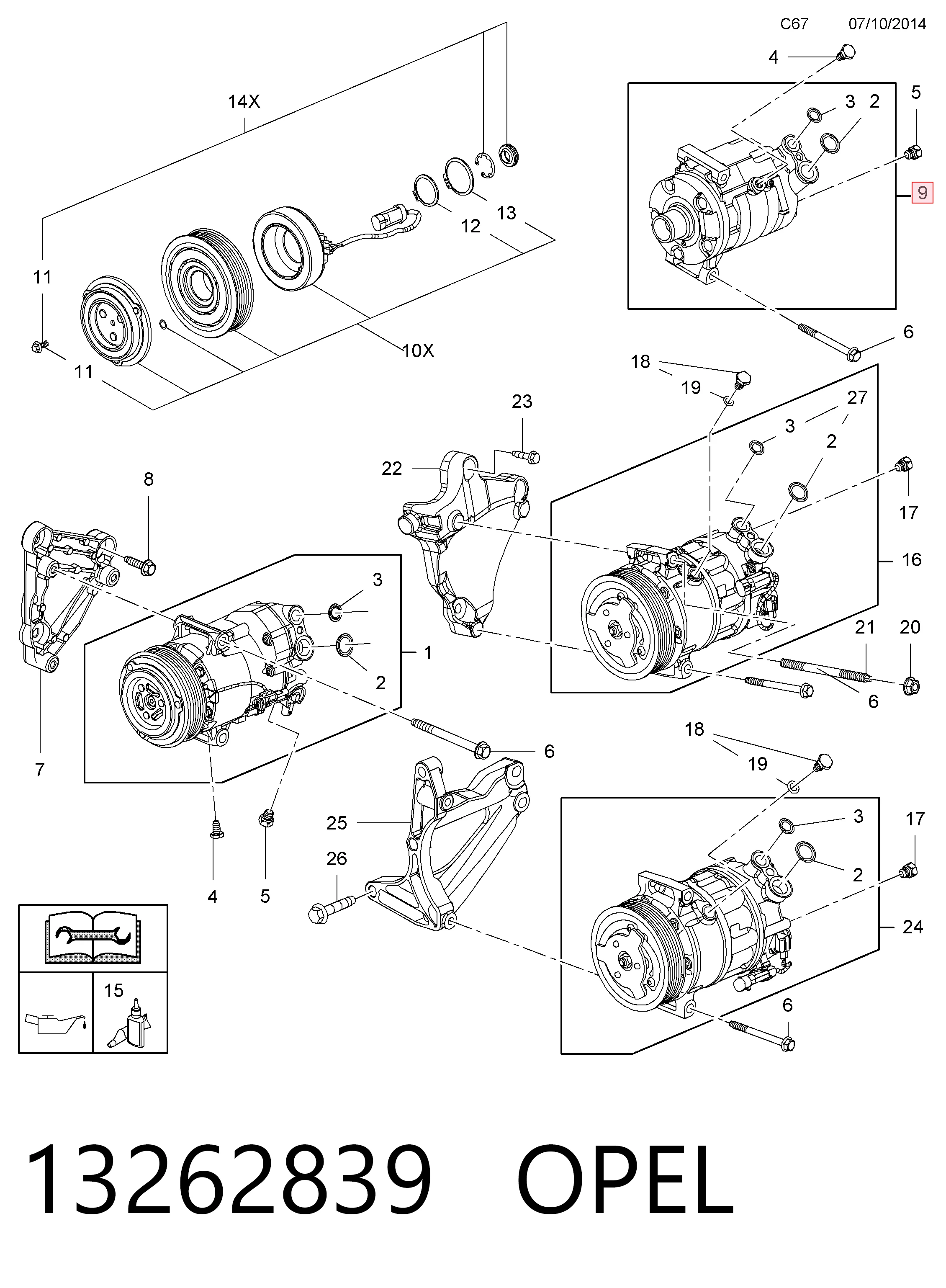 13262839 Opel Compressor de aparelho de ar condicionado
