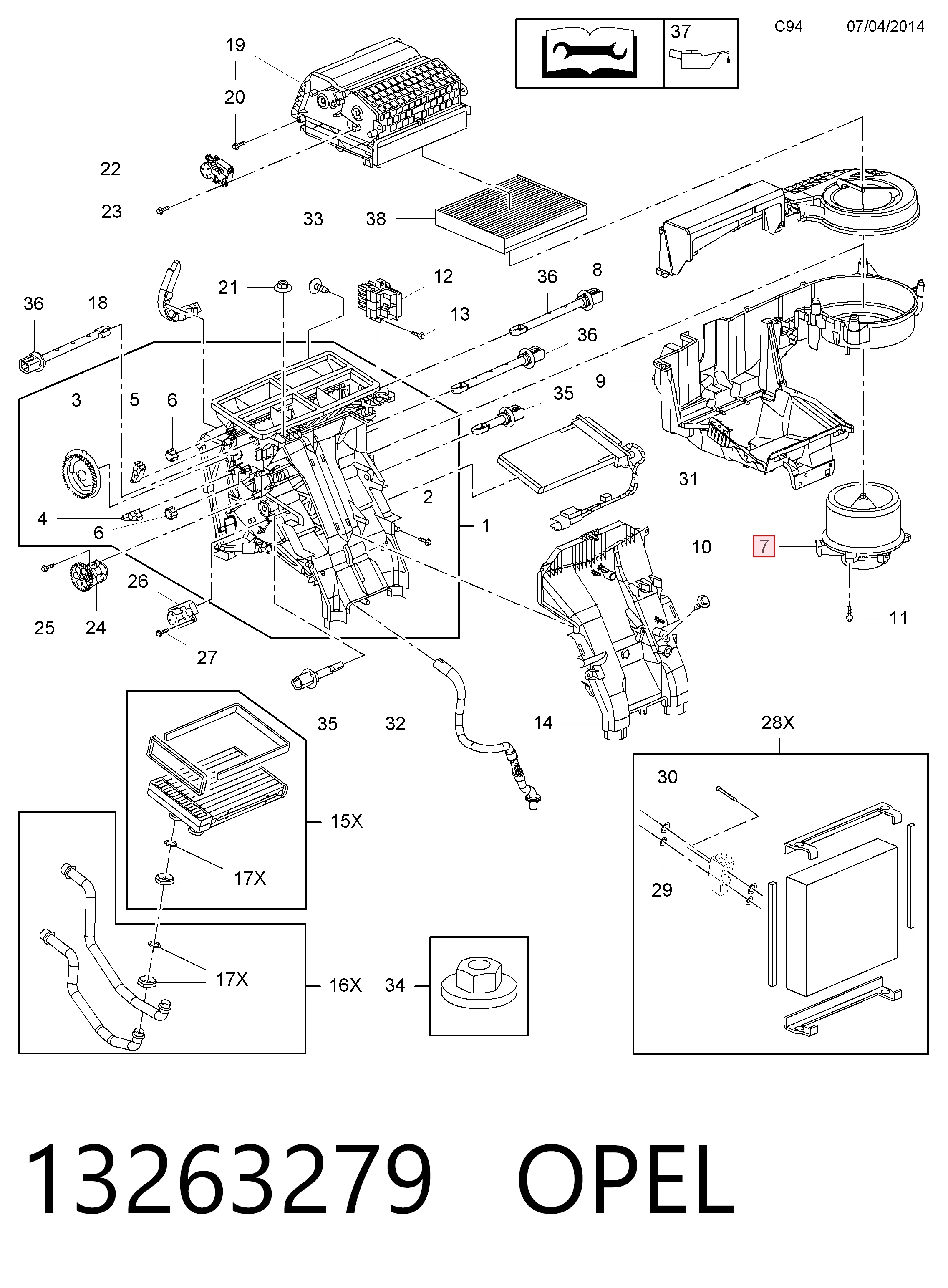 Motor de ventilador de forno (de aquecedor de salão) para Opel Insignia G09