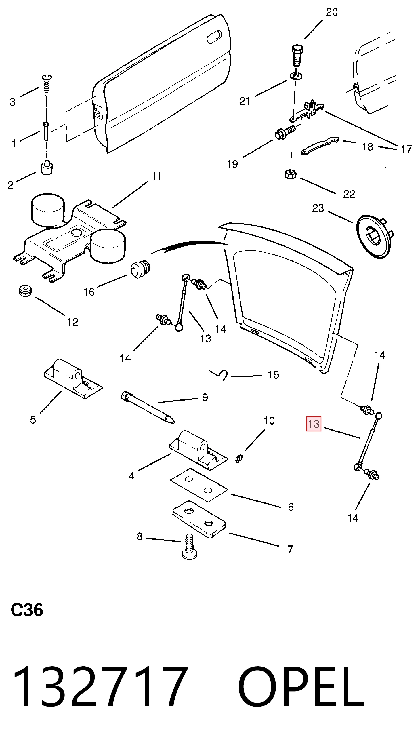 Amortecedor de tampa de porta-malas (de 3ª/5ª porta traseira) para Opel Calibra  85