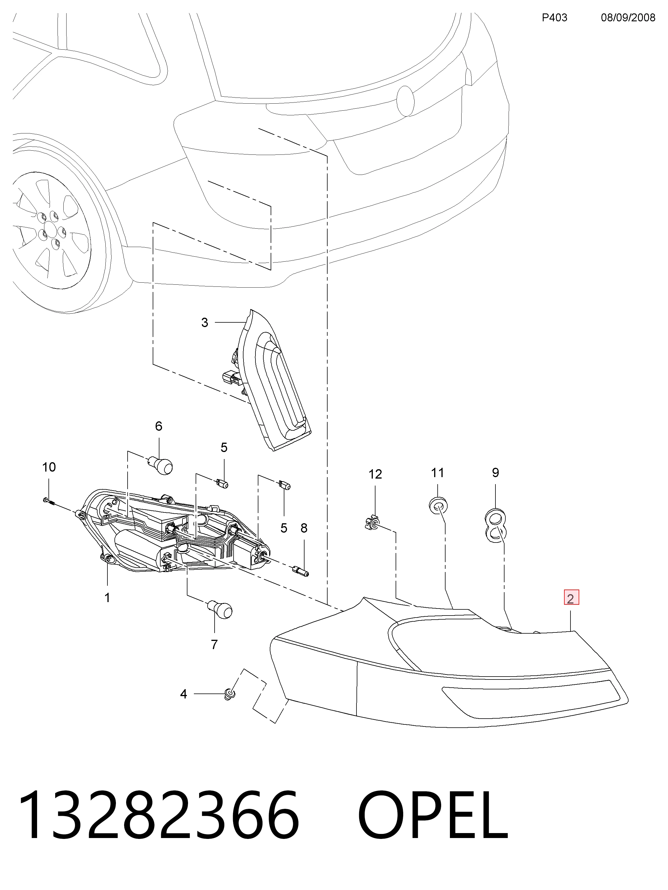13282366 General Motors Lanterna traseira esquerda