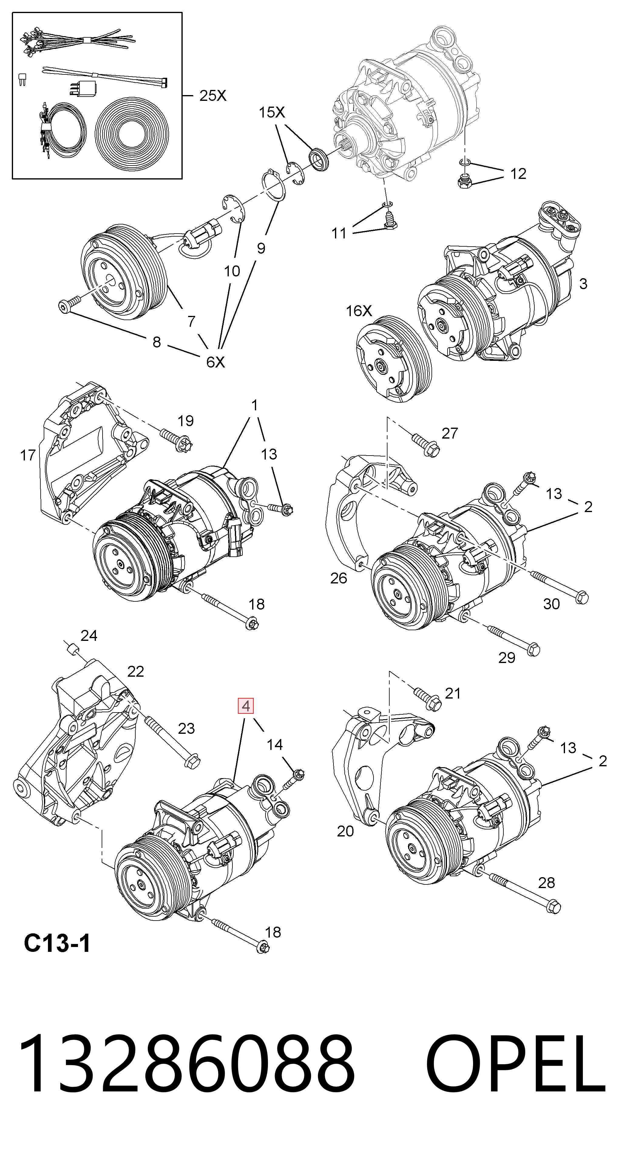 13286088 Opel Compressor de aparelho de ar condicionado