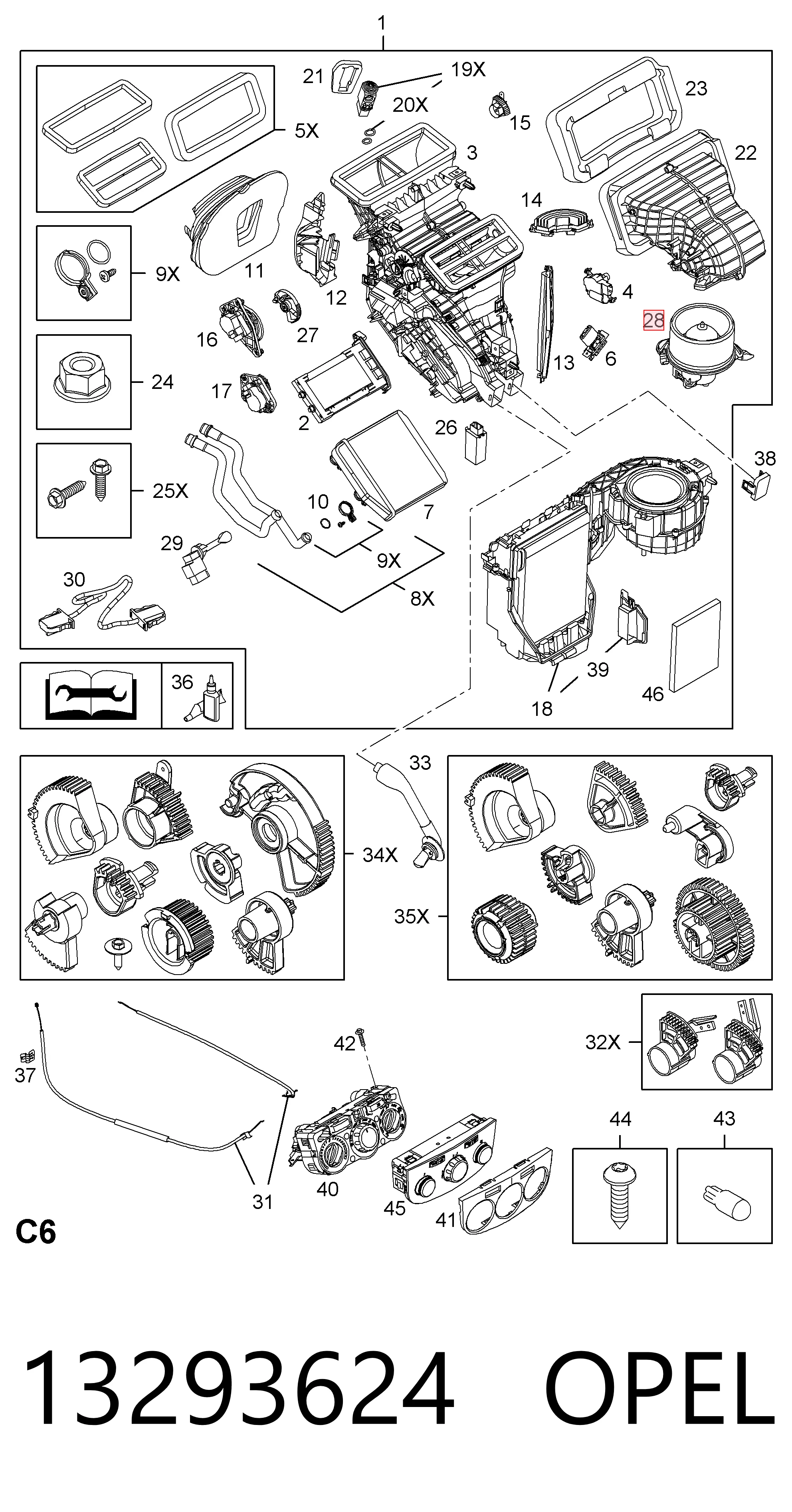 Motor de ventilador de aparelho de ar condicionado 13293624 General Motors