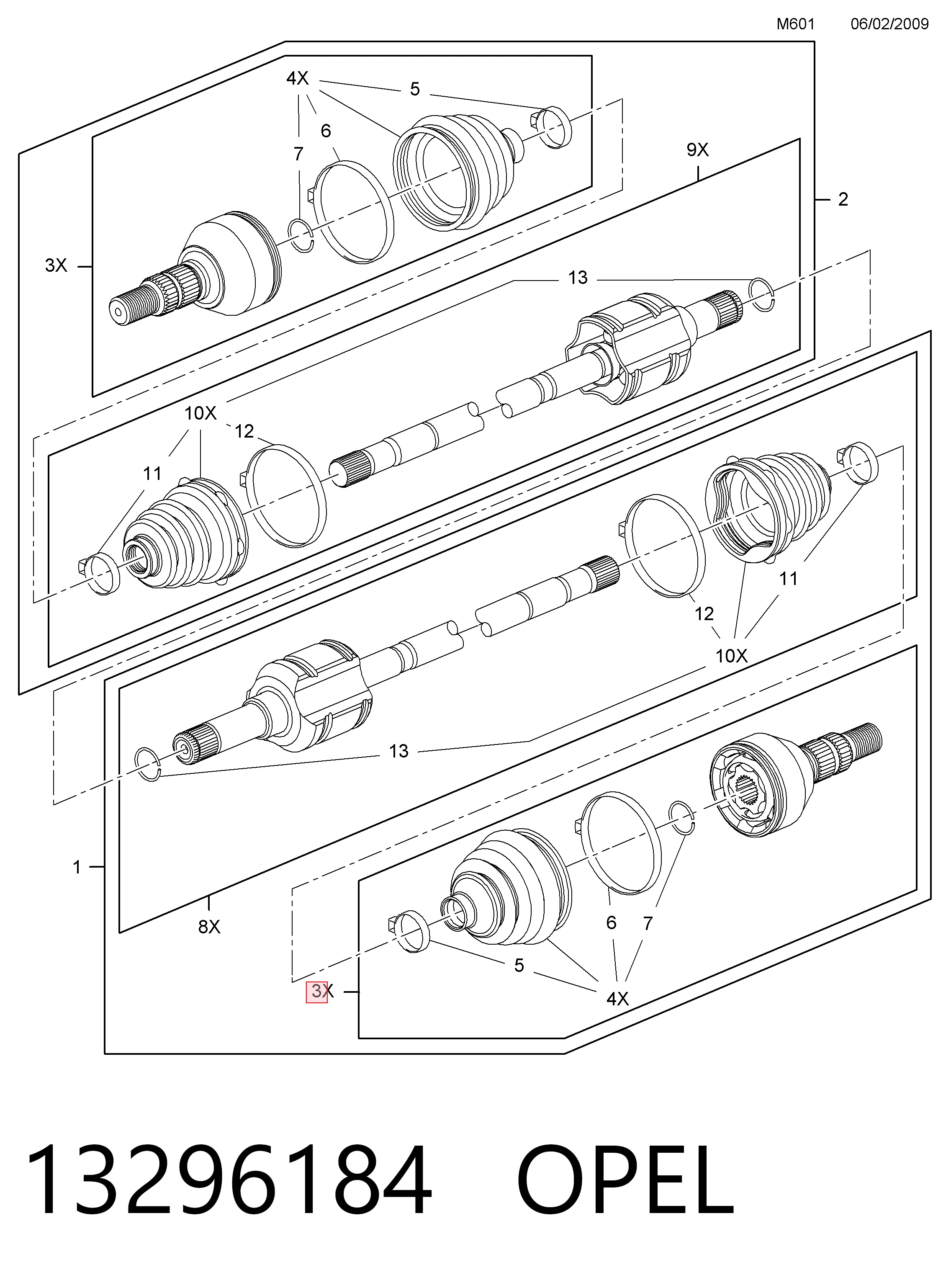 Junta homocinética externa dianteira General Motors 13296184